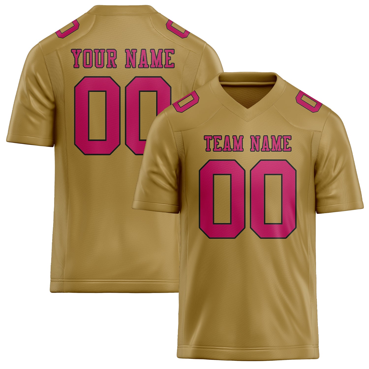 Custom Khaki Pink Football Jersey