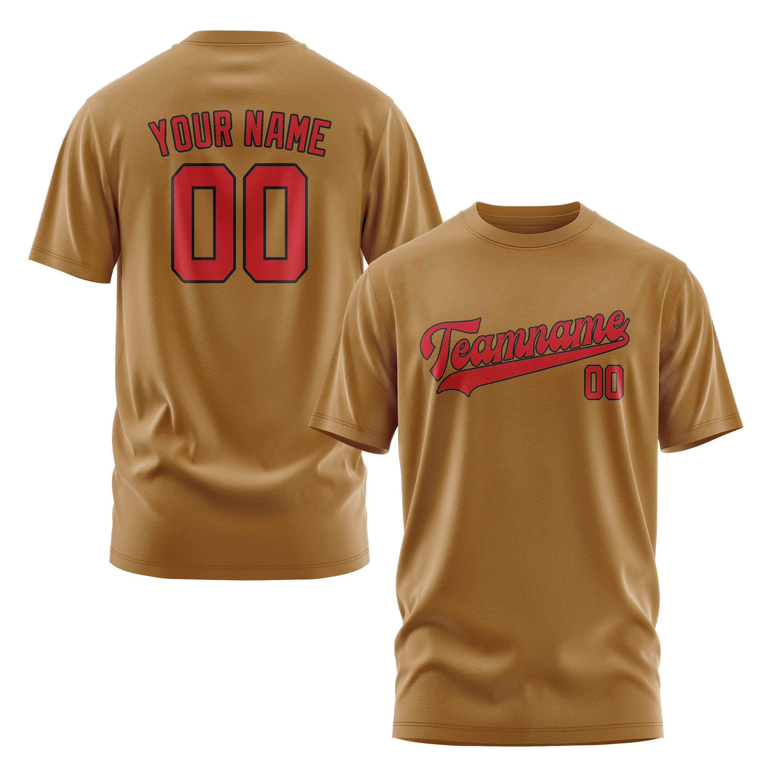 Custom Khaki Red T-Shirt