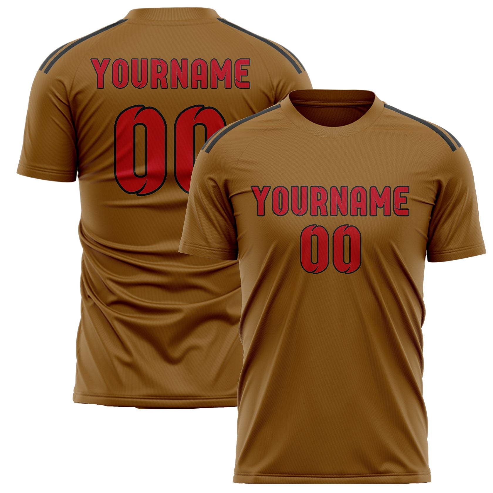 Custom Khaki Red Soccer Jersey