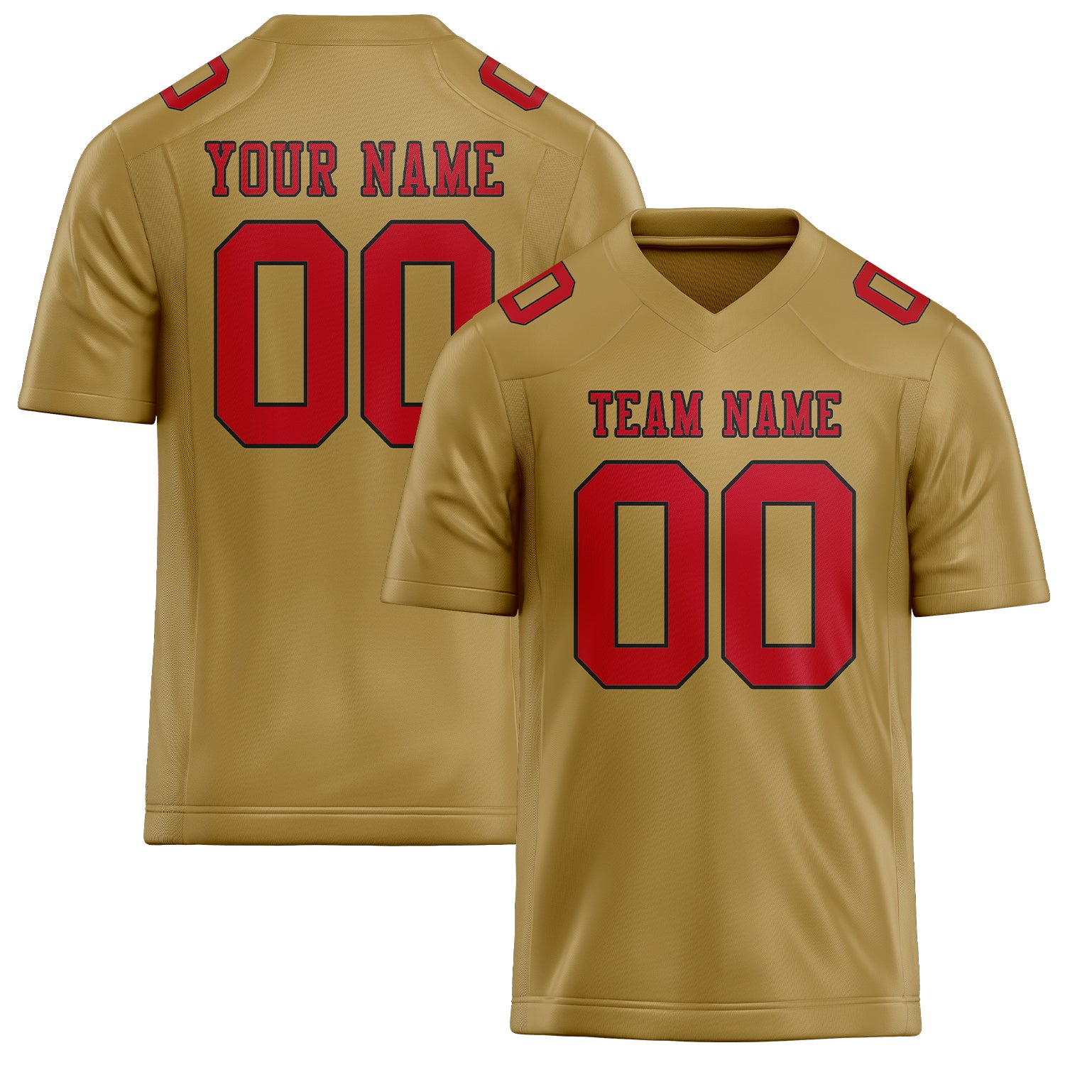 Custom Khaki Red Football Jersey
