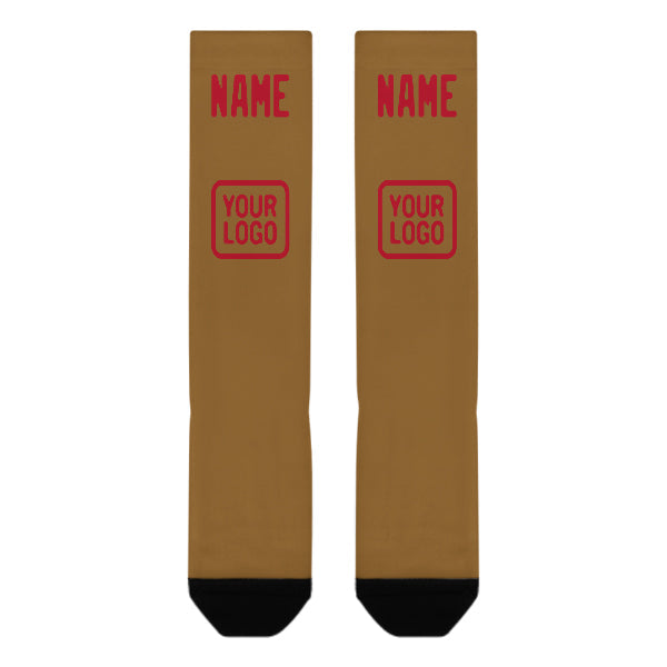 Custom Khaki Red Knee-High Sock