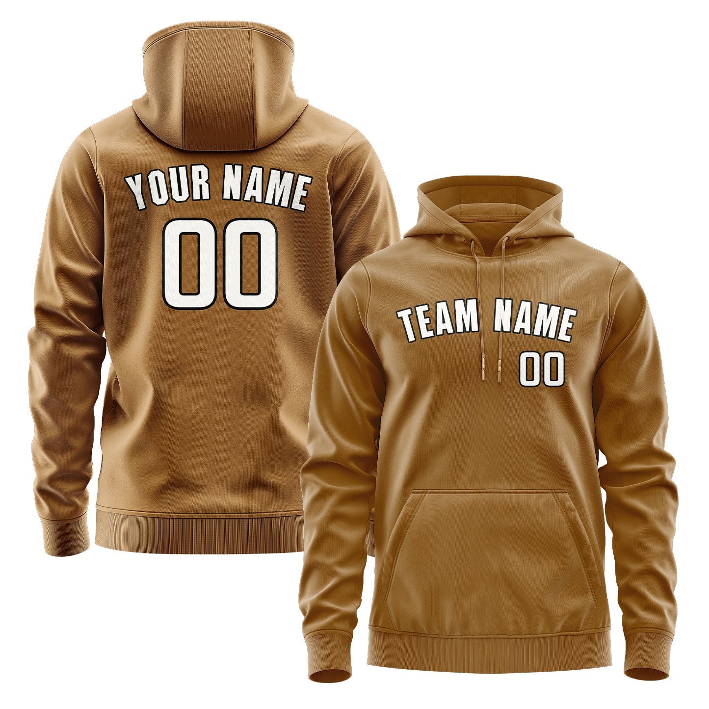 Custom Khaki White Hoodie