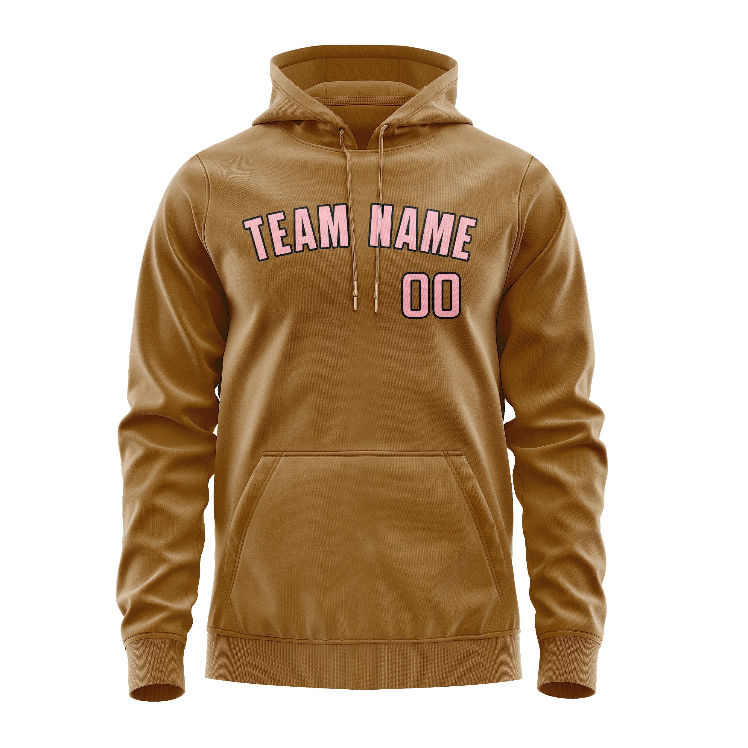 Custom Khaki Light Pink Hoodie