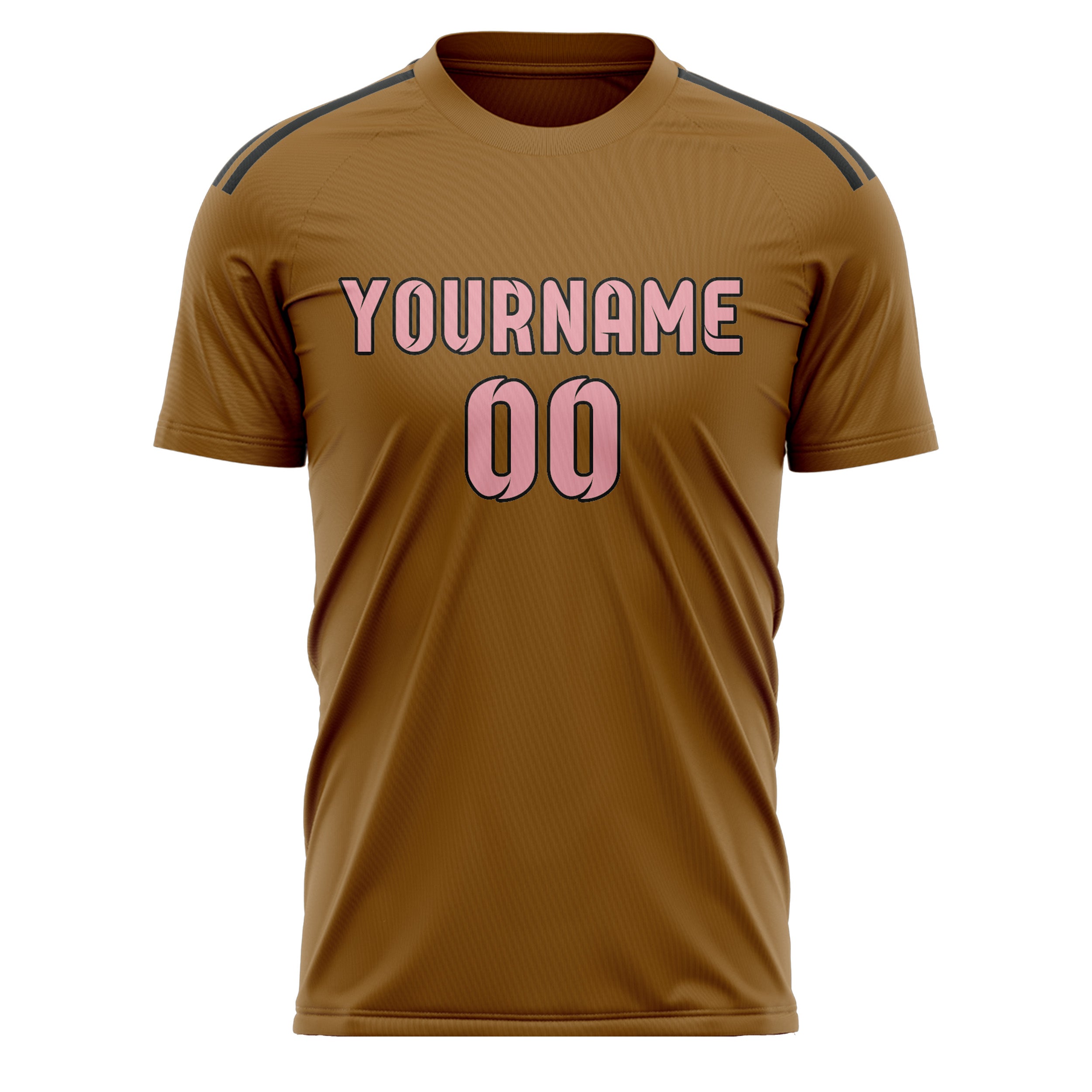 Custom Khaki Light Pink Soccer Jersey