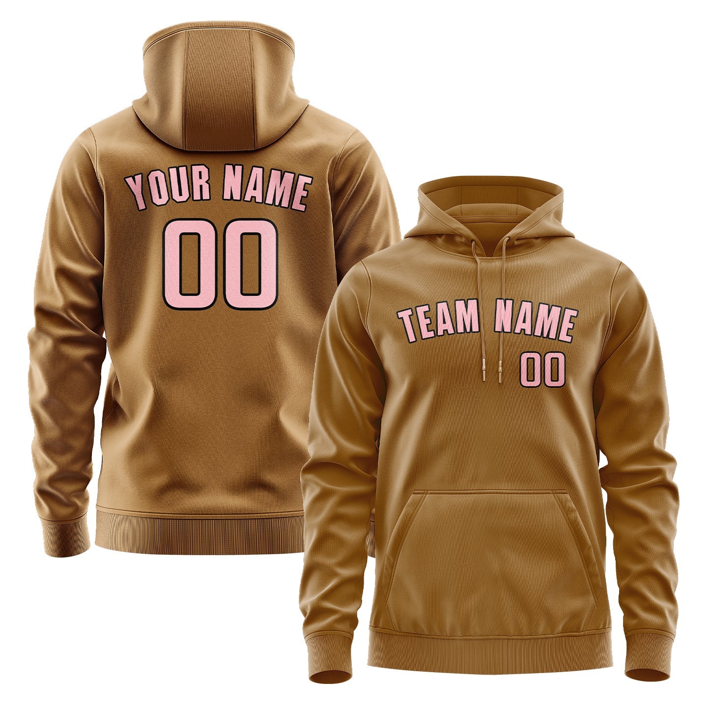 Custom Khaki Light Pink Hoodie