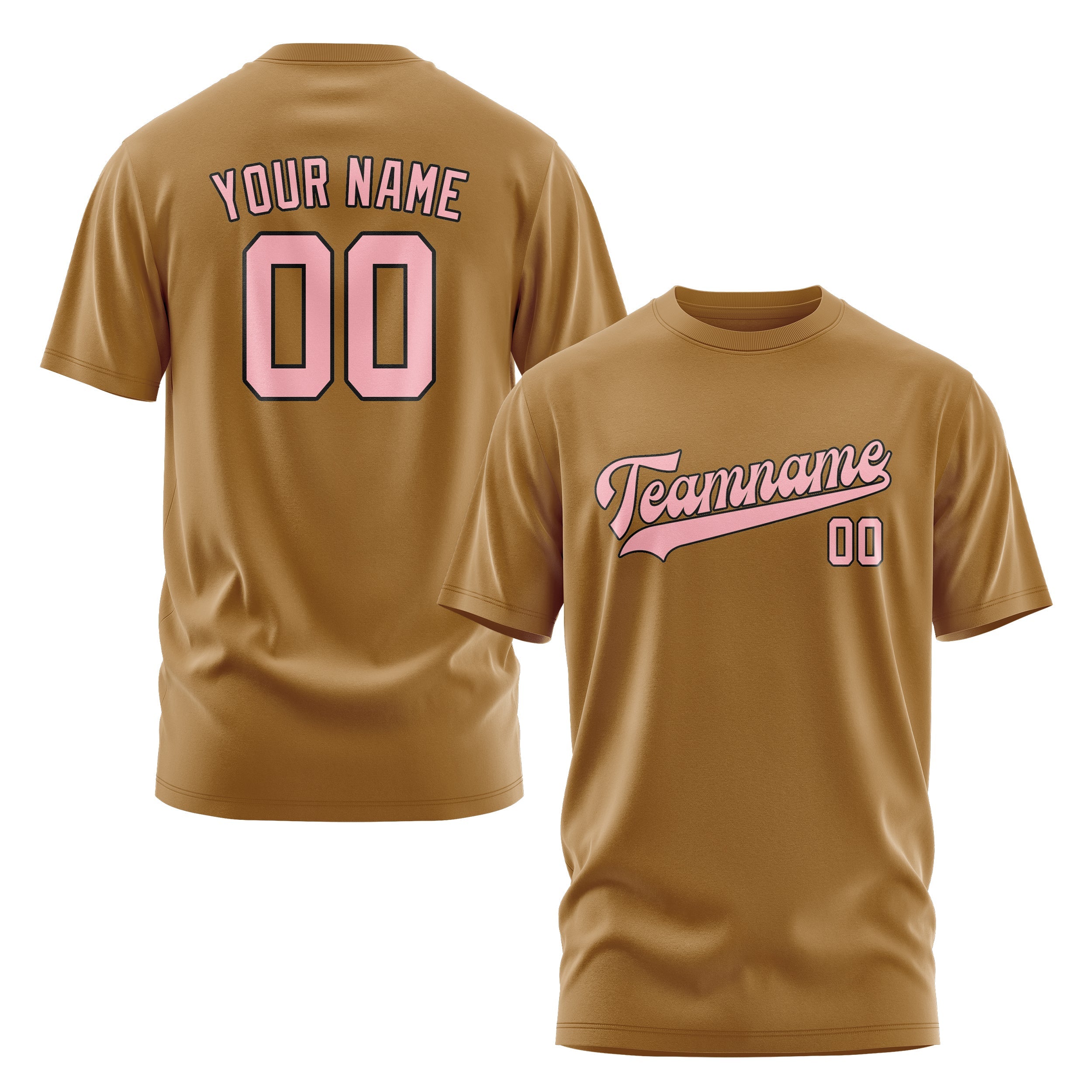 Custom Khaki Light Pink T-Shirt