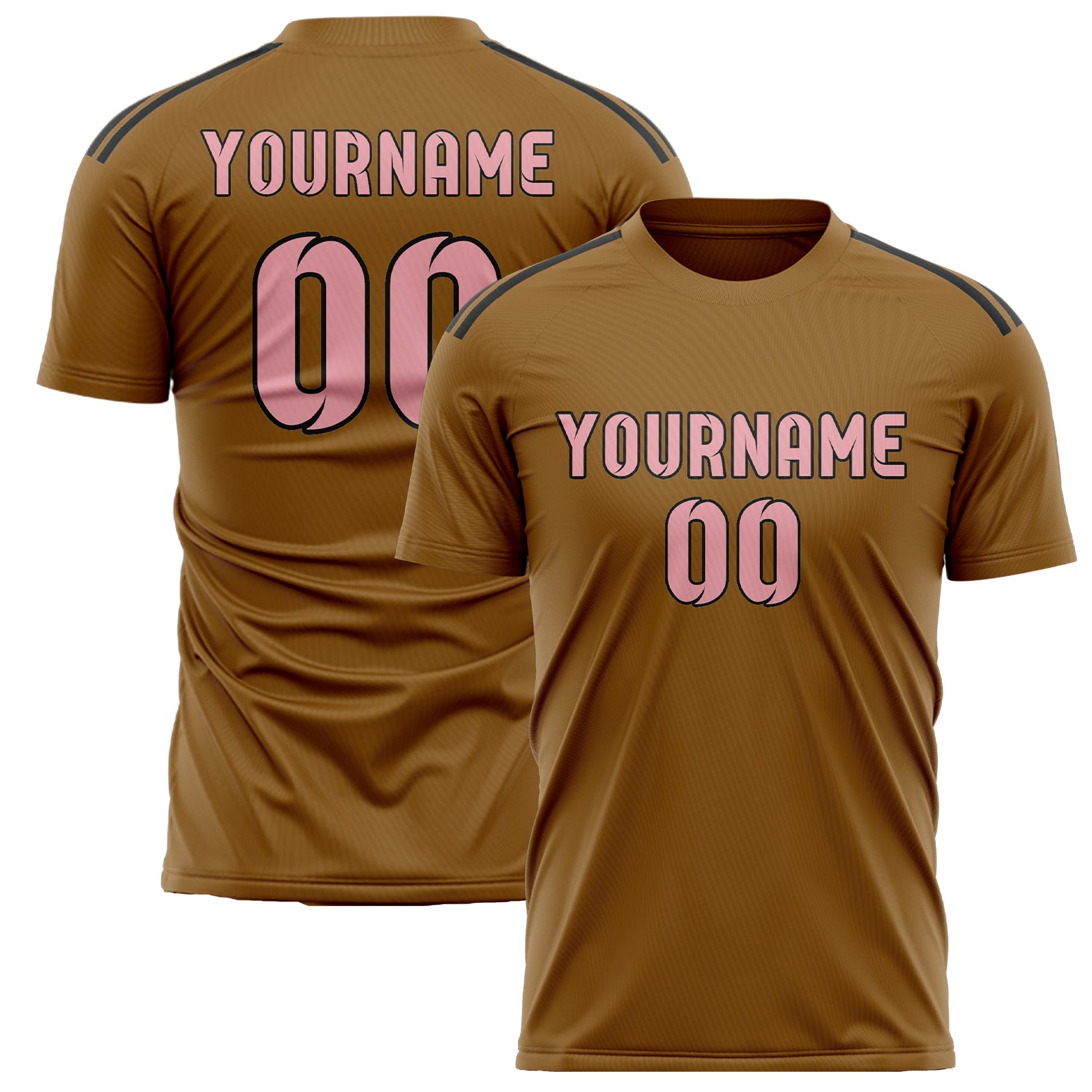 Custom Khaki Light Pink Soccer Jersey