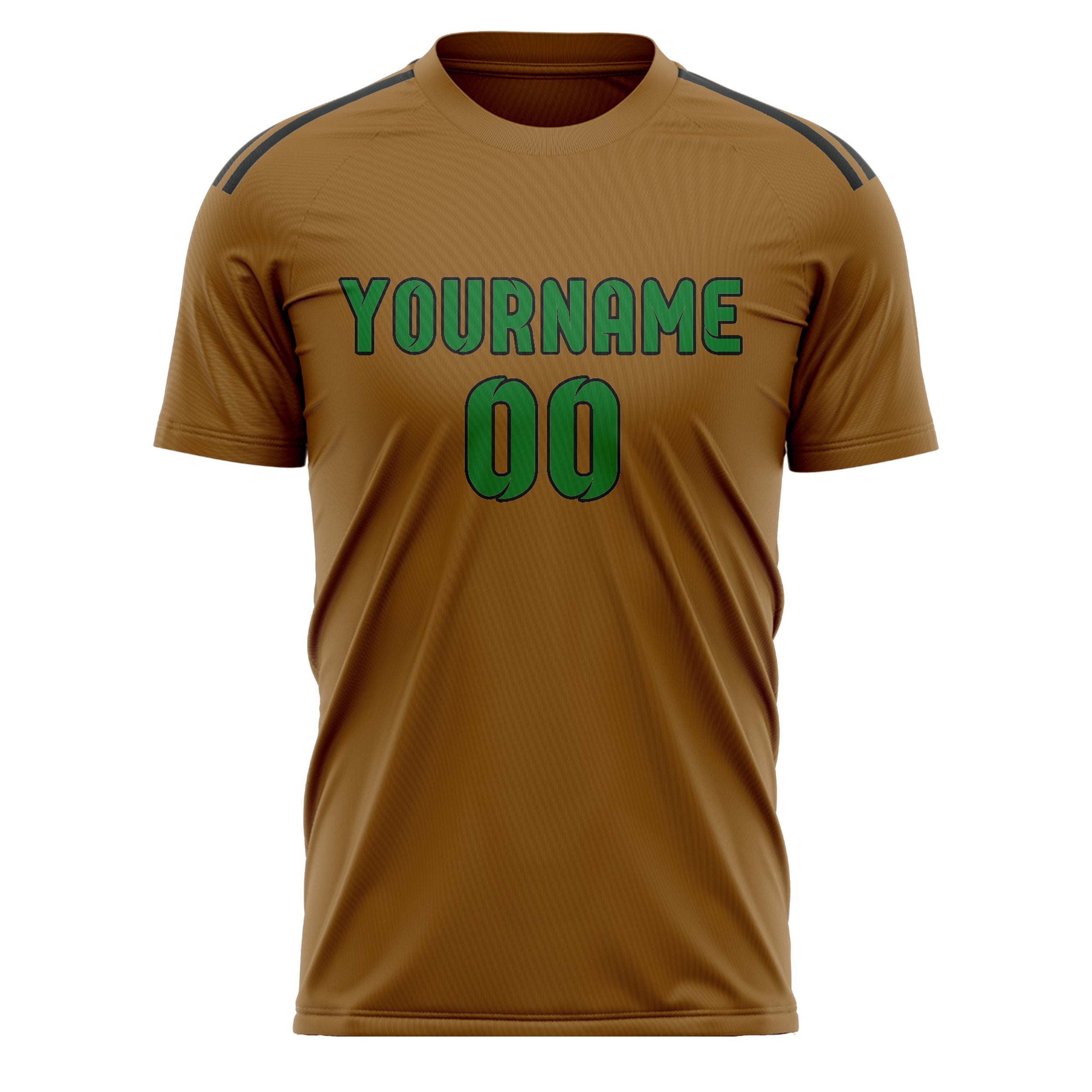 Custom Khaki Emerald Green Soccer Jersey