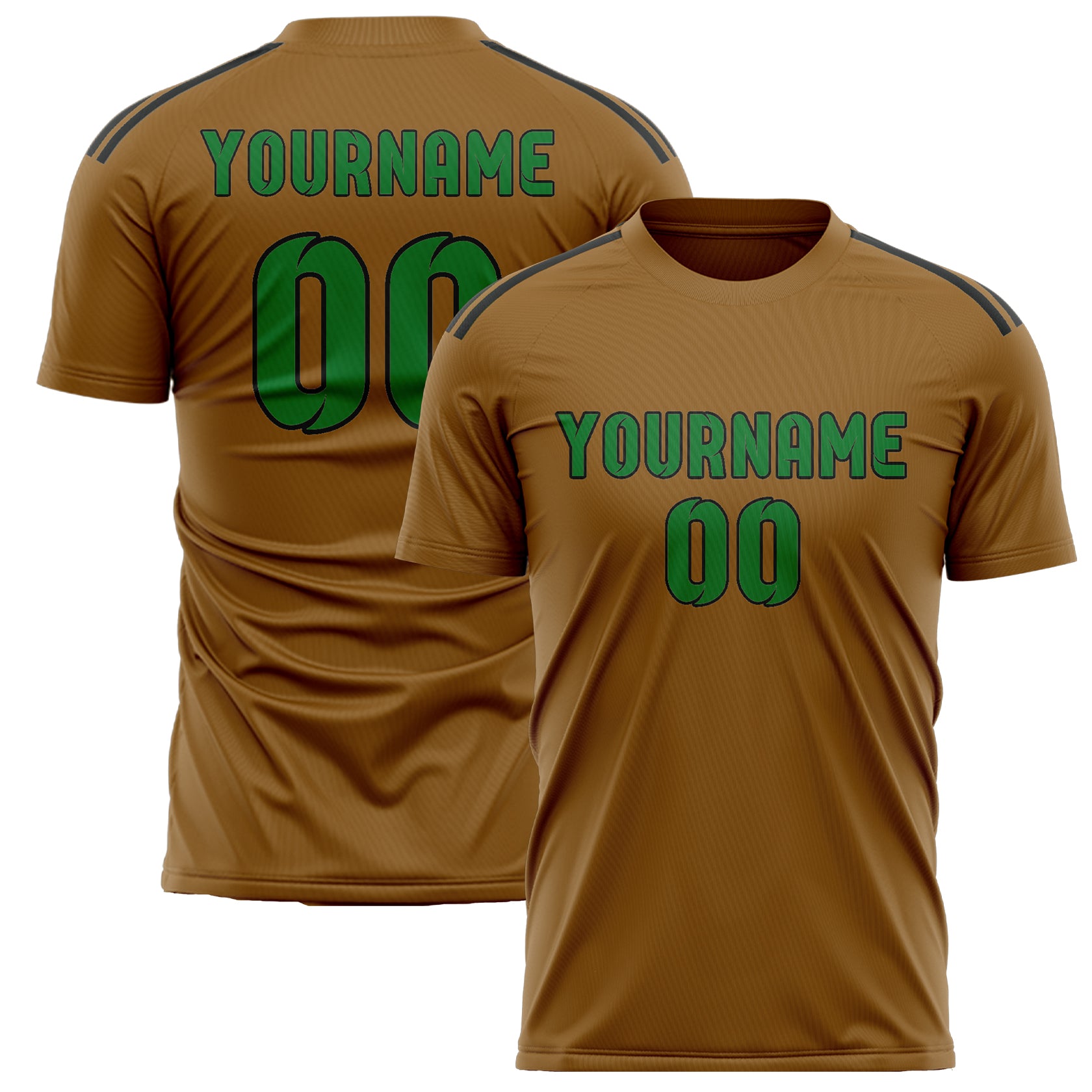 Custom Khaki Emerald Green Soccer Jersey