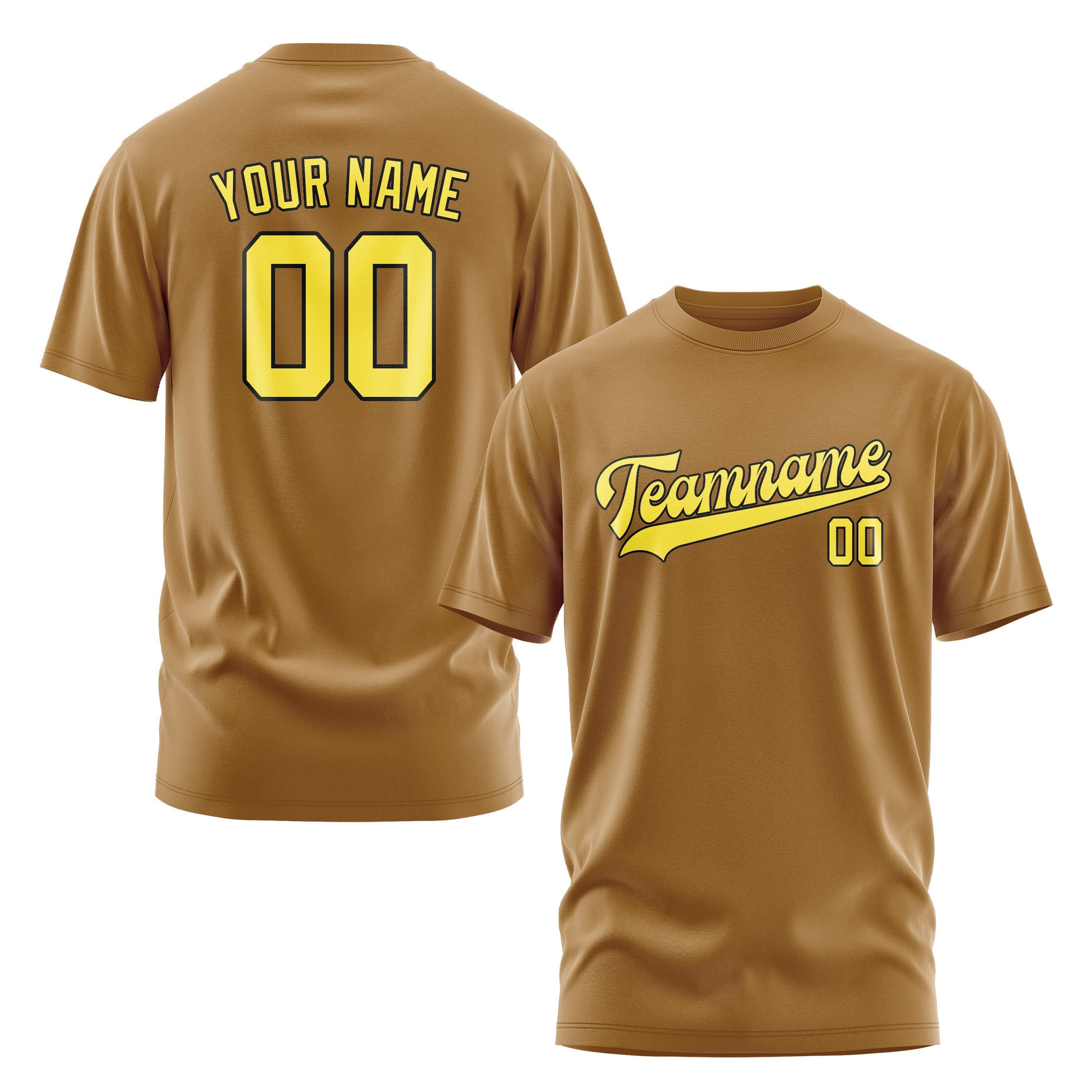 Custom Khaki Light Yellow T-Shirt