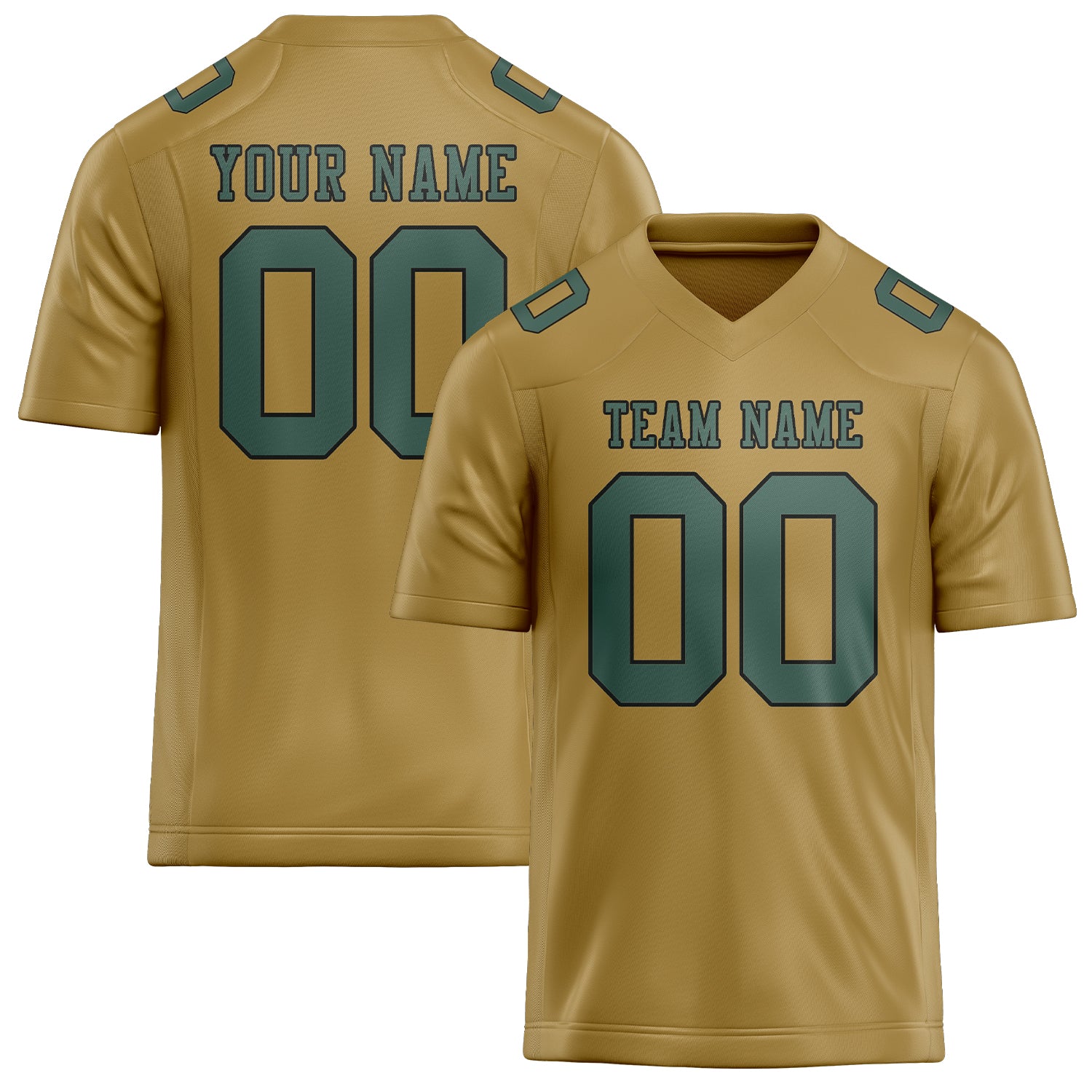 Custom Khaki Blue Green Football Jersey