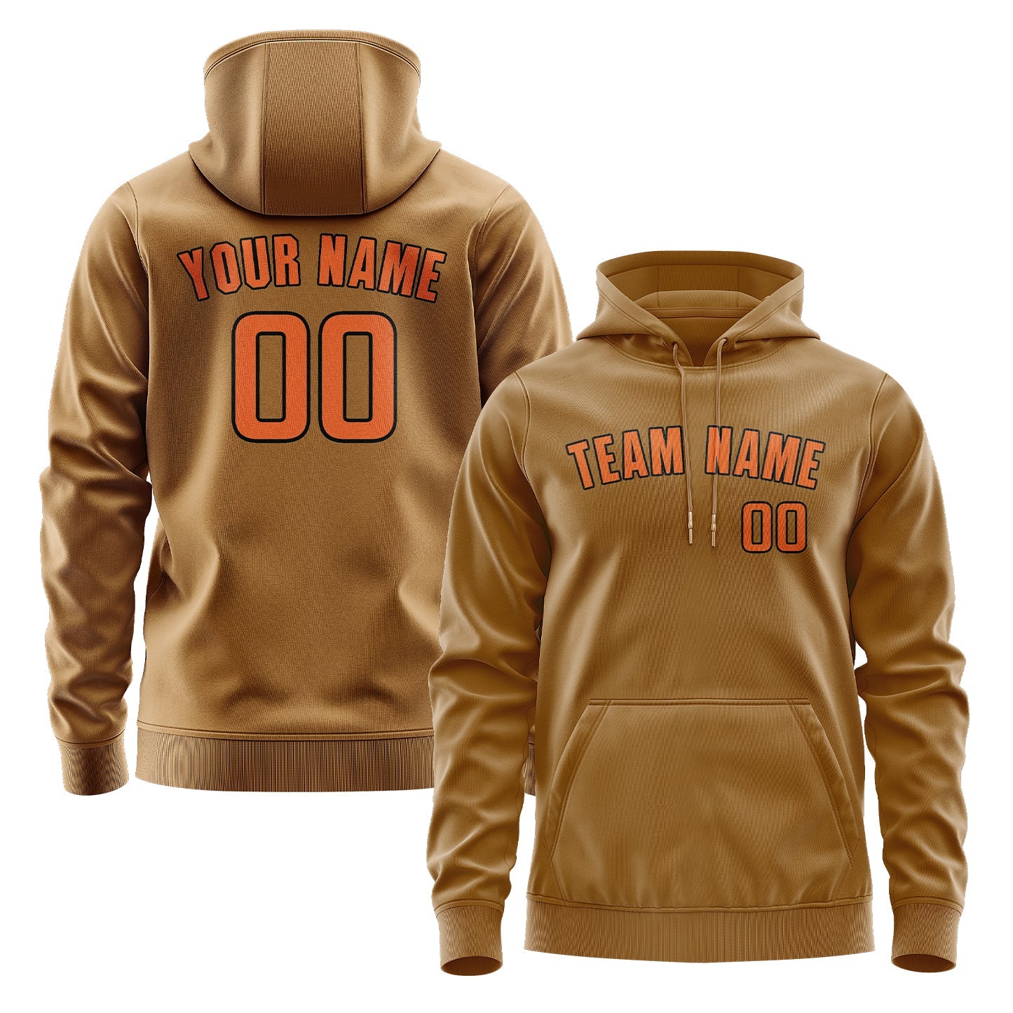 Custom Khaki Orange Hoodie