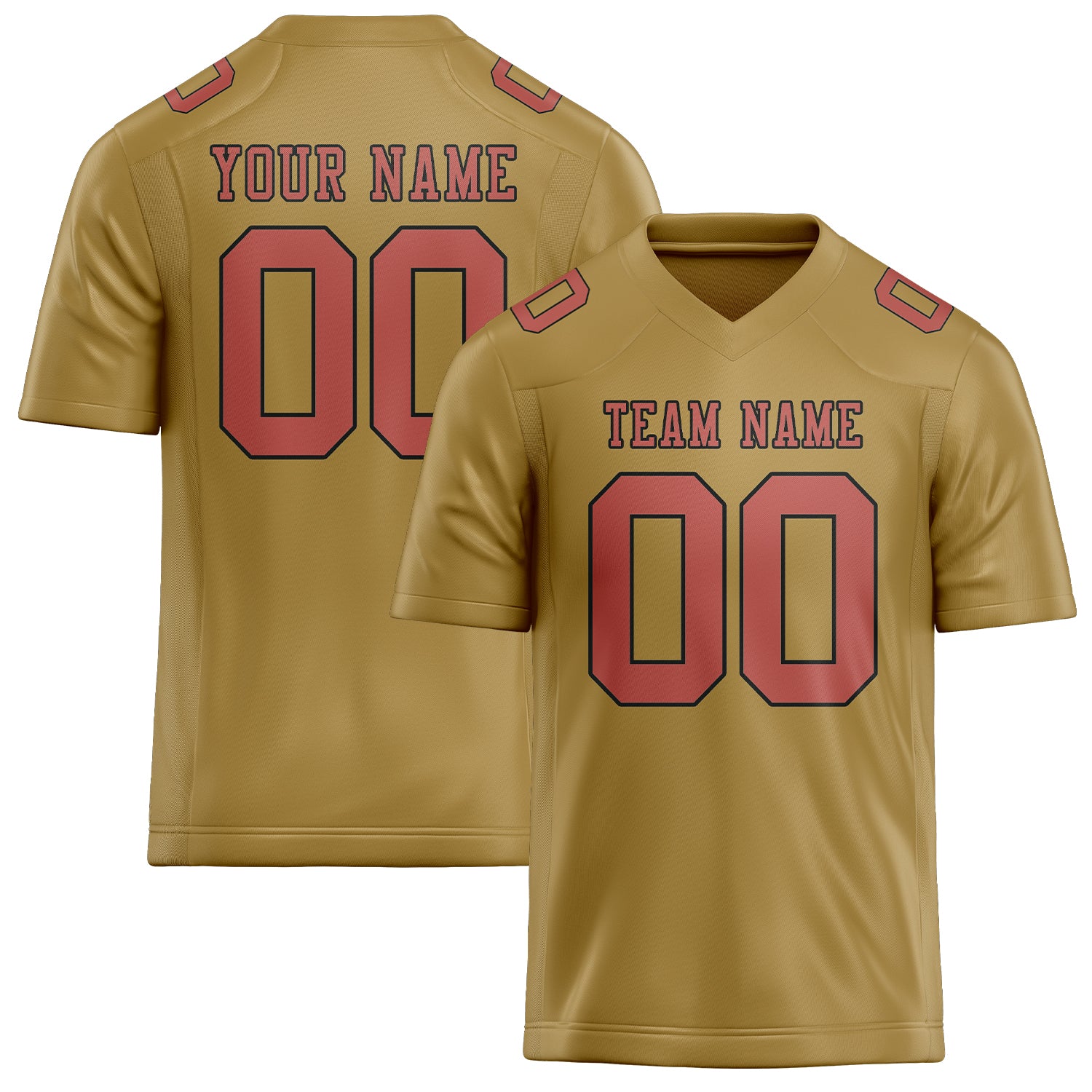 Custom Khaki Copper Rose Football Jersey