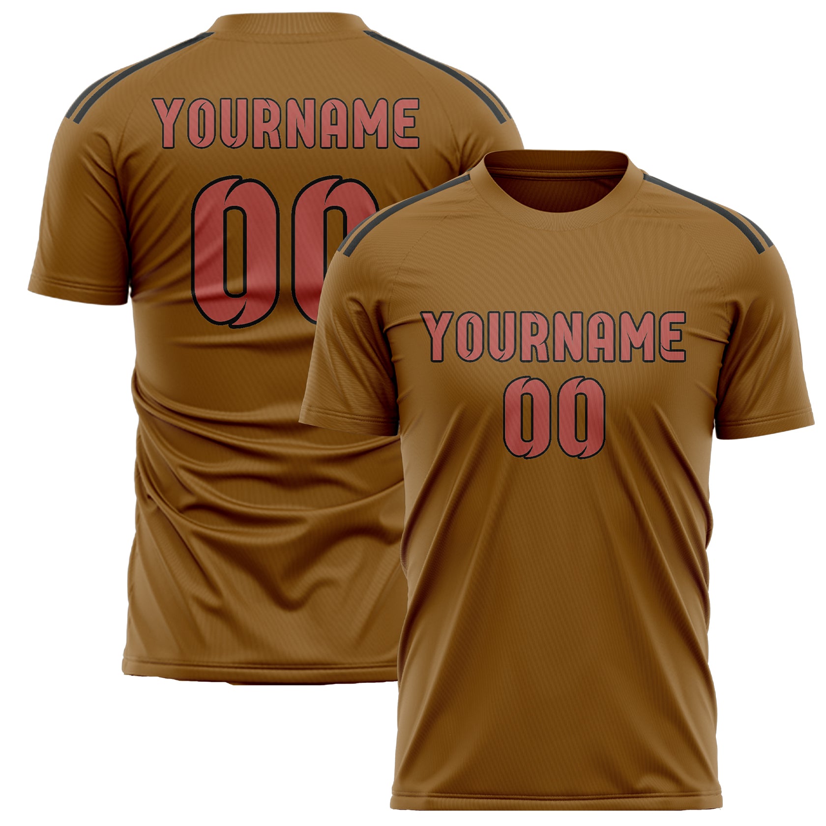 Custom Khaki Copper Rose Soccer Jersey