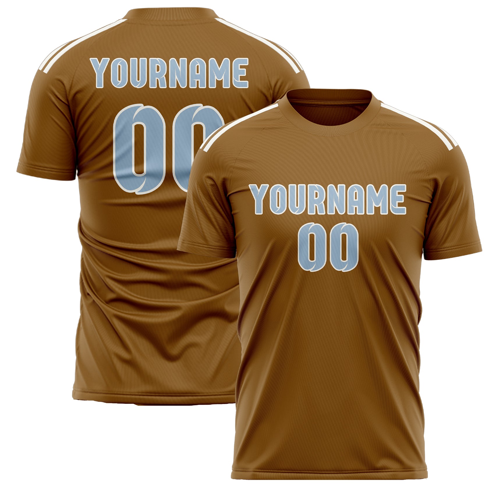 Custom Khaki Light Blue Soccer Jersey