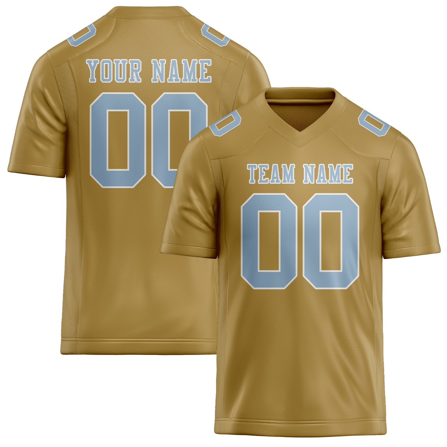 Custom Khaki Light Blue Football Jersey