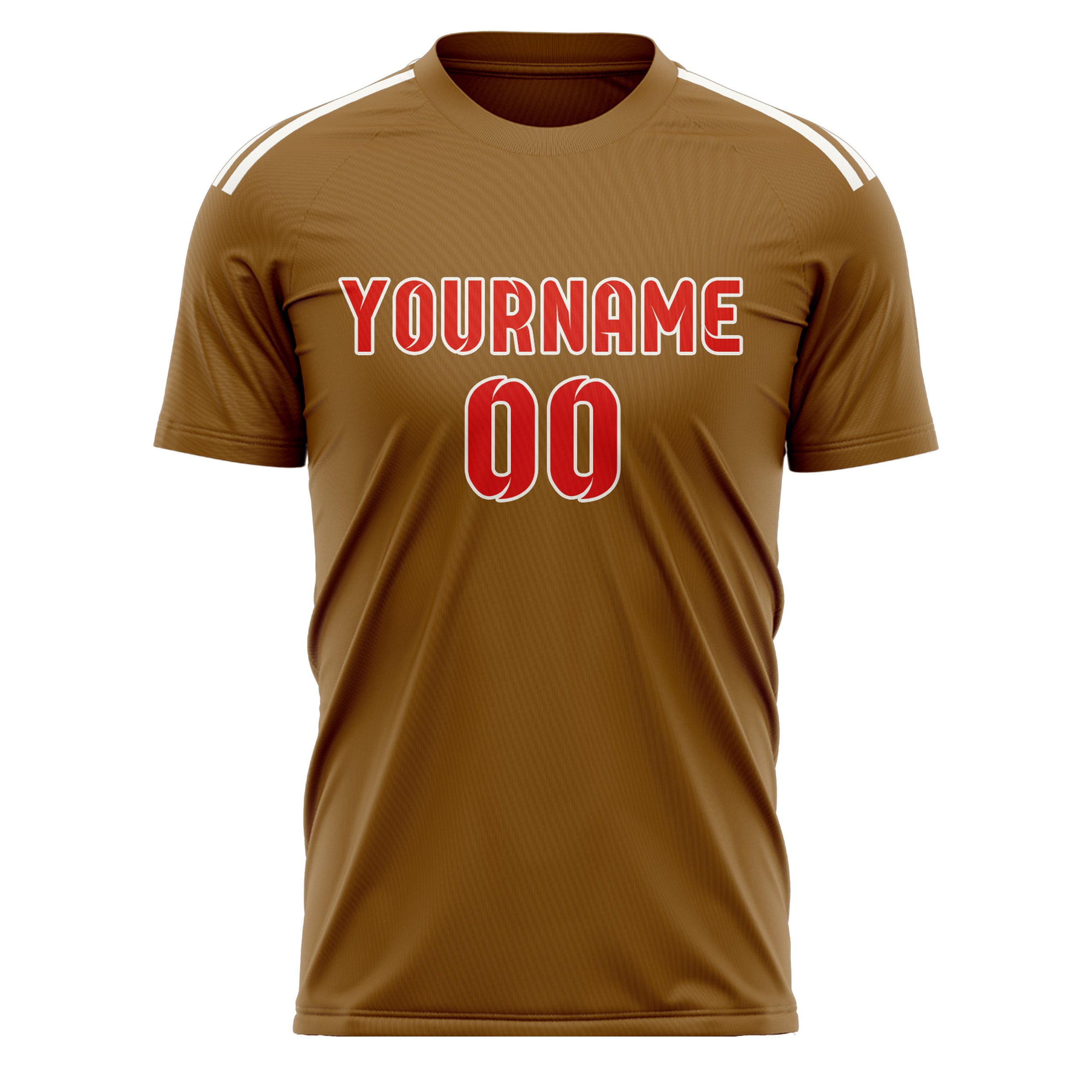 Custom Khaki Orange Red Soccer Jersey