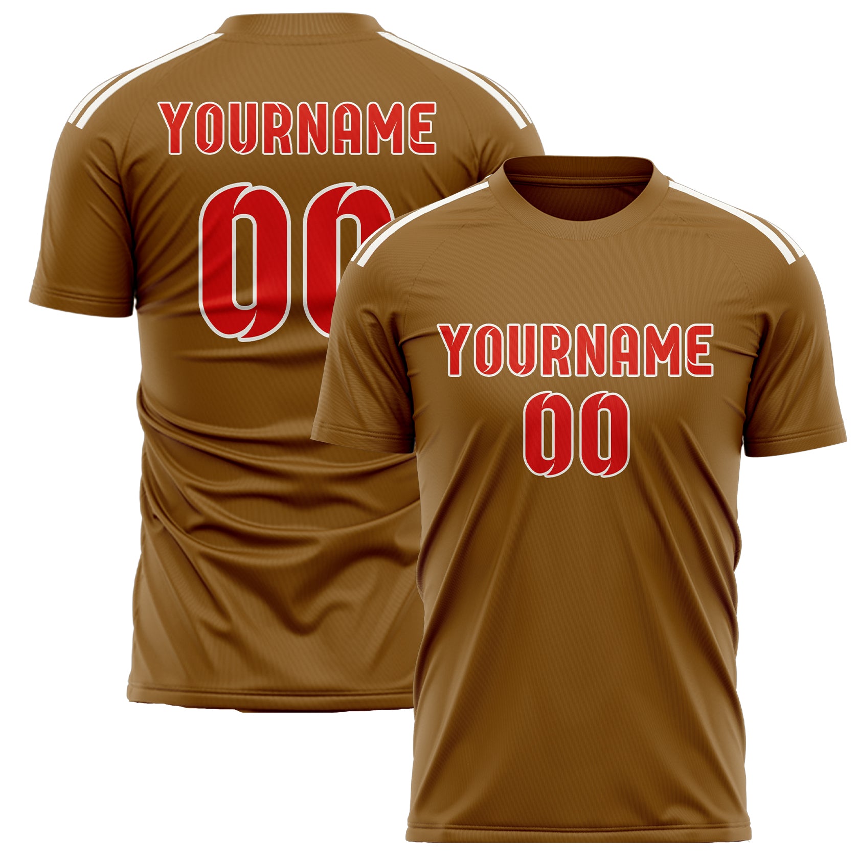Custom Khaki Orange Red Soccer Jersey