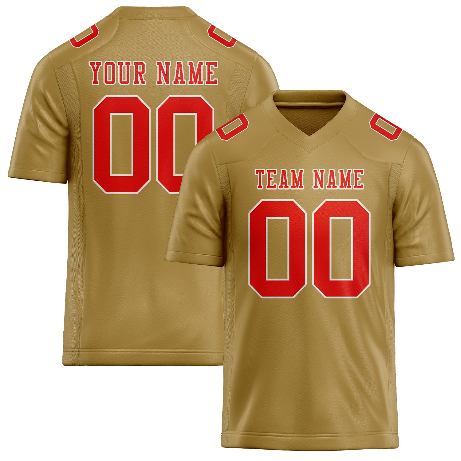 Custom Khaki Orange Red Football Jersey