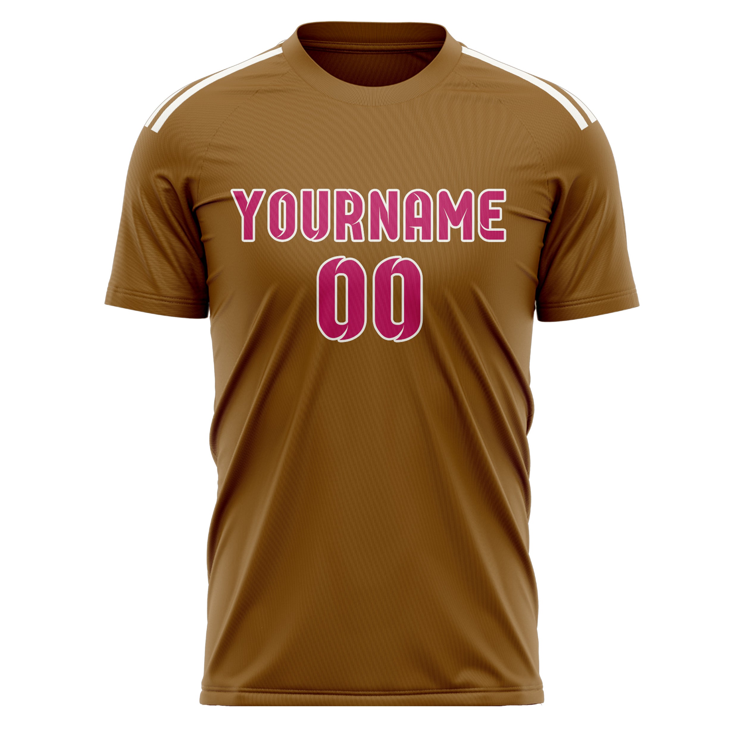 Custom Khaki Pink Soccer Jersey