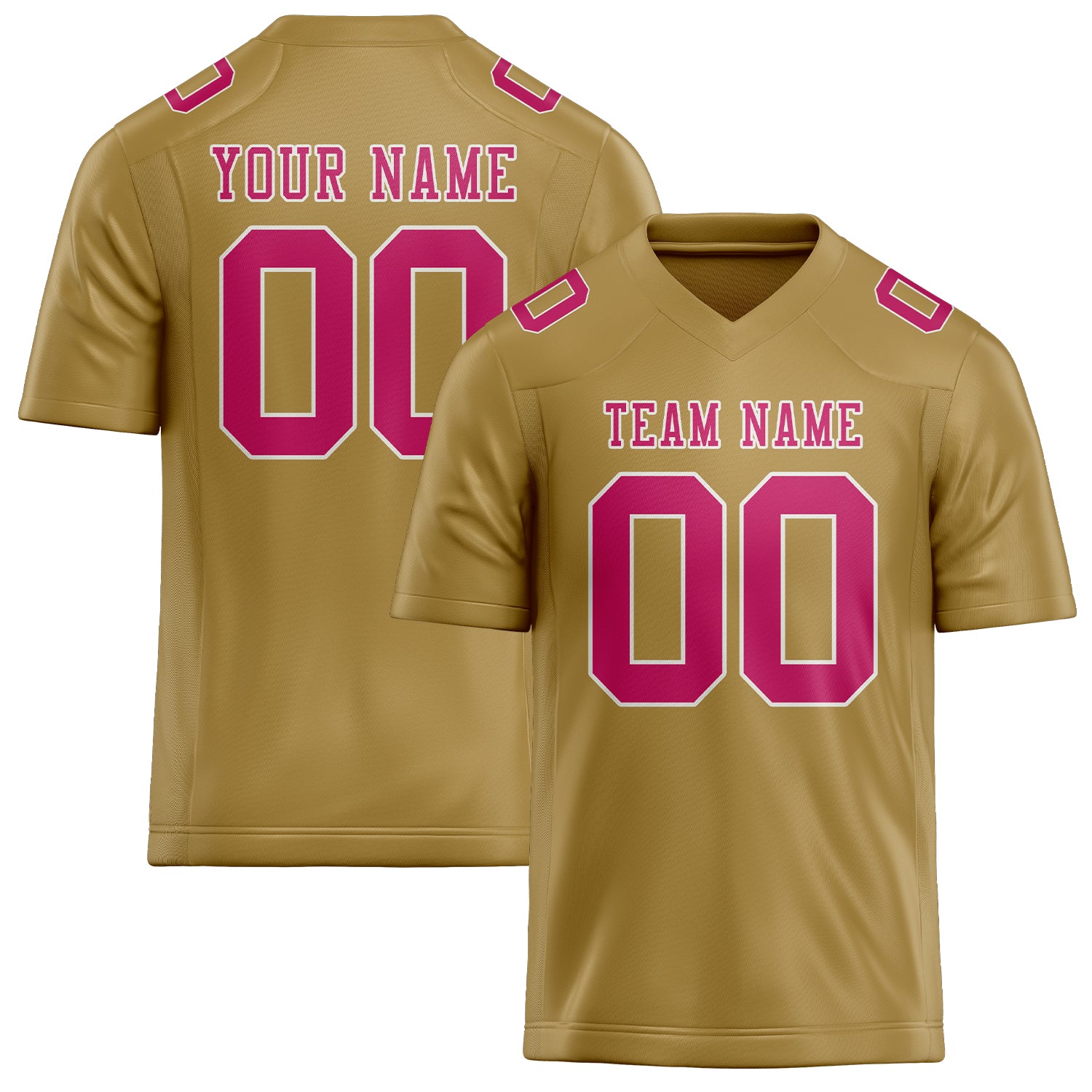Custom Khaki Pink Football Jersey