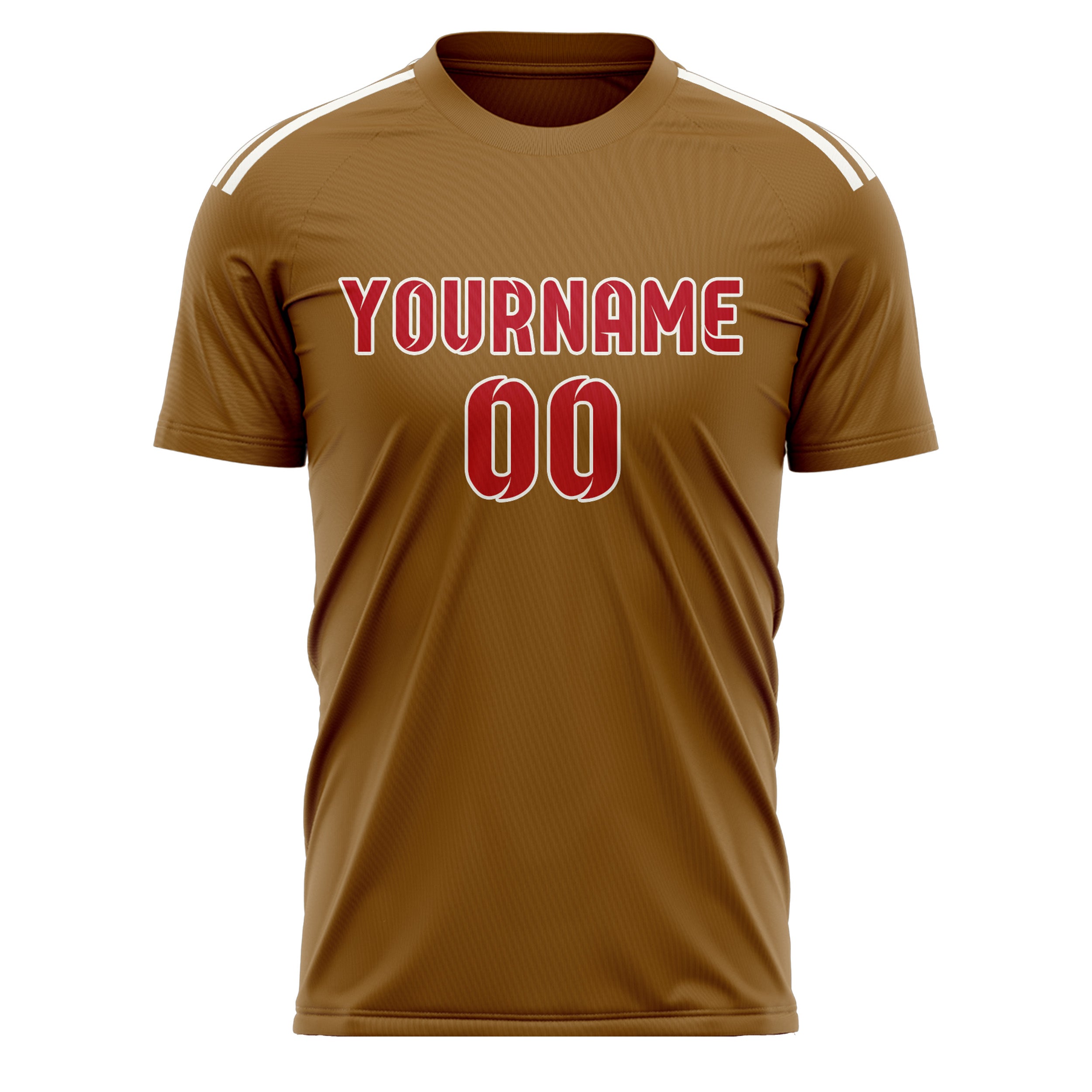 Custom Khaki Red Soccer Jersey