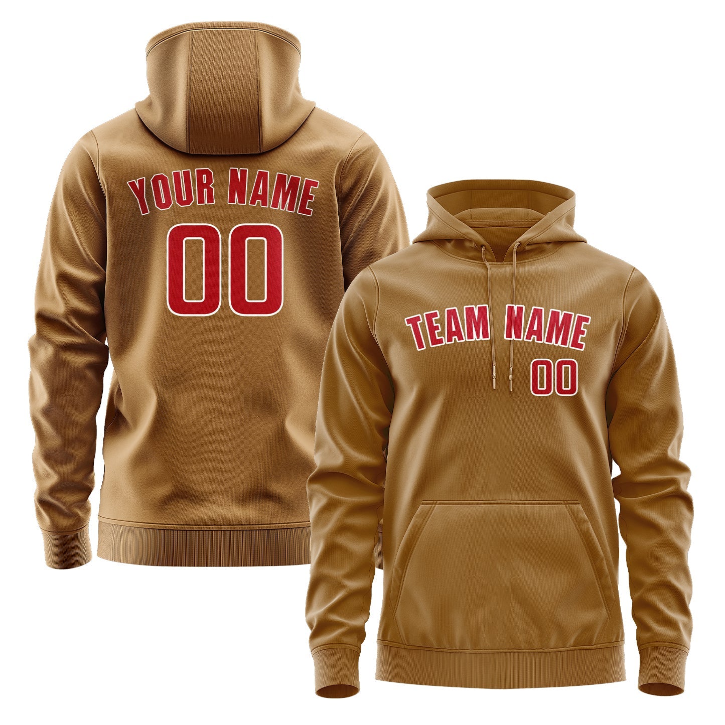 Custom Khaki Red Hoodie