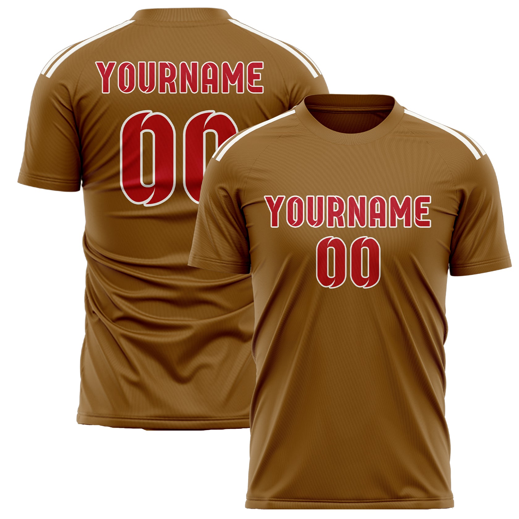 Custom Khaki Red Soccer Jersey