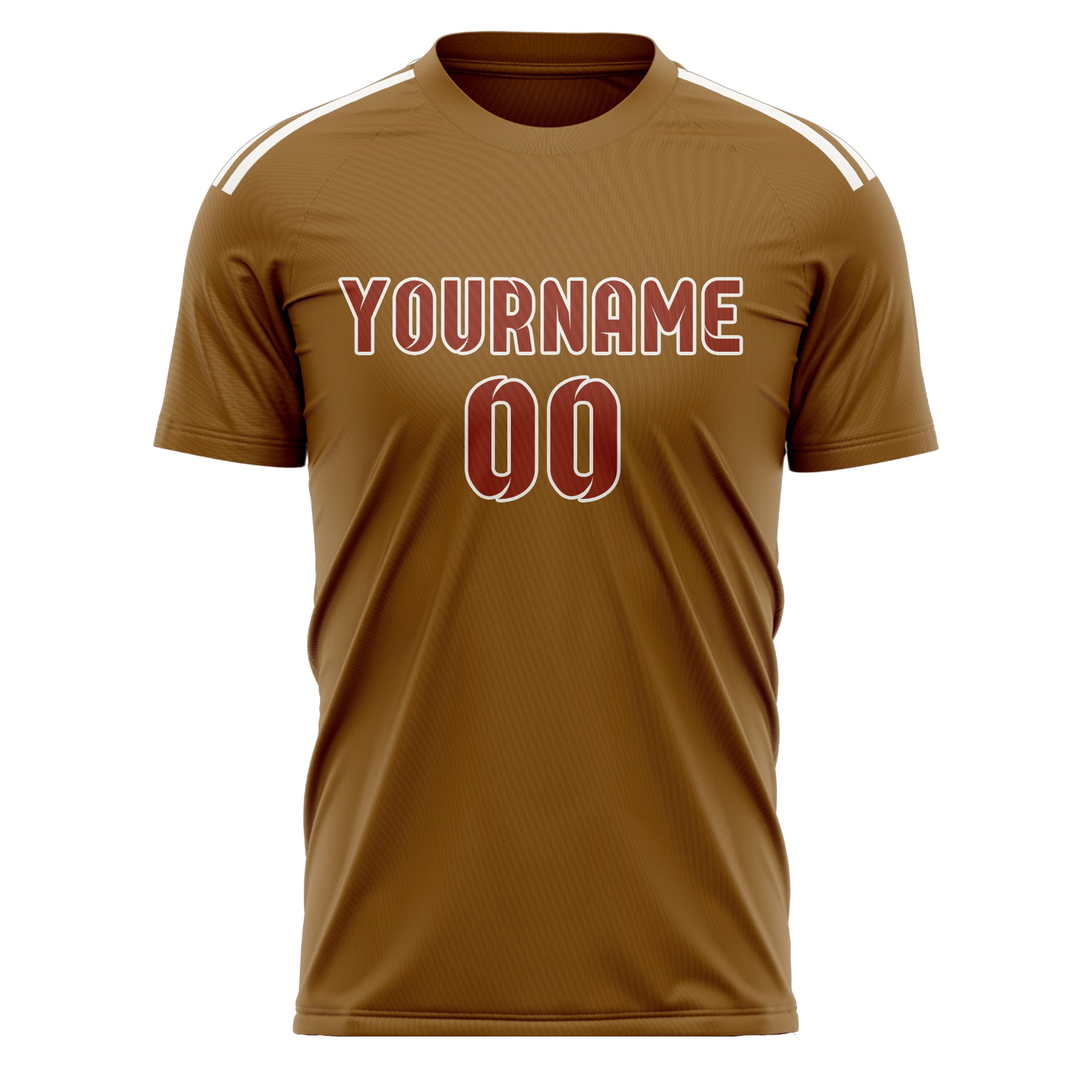 Custom Khaki Coral Red Soccer Jersey
