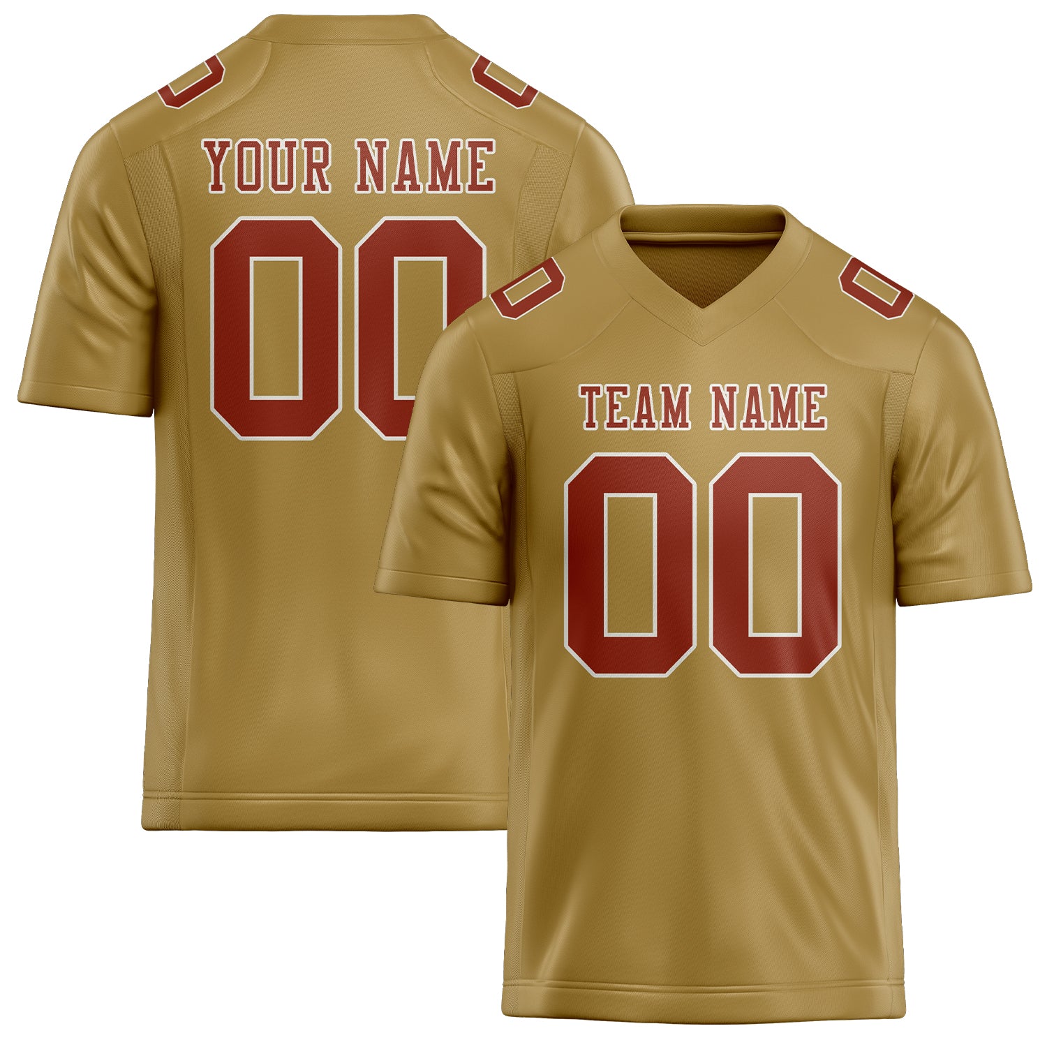 Custom Khaki Coral Red Football Jersey
