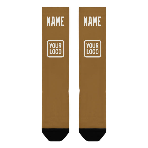 Custom Khaki White Knee-High Sock