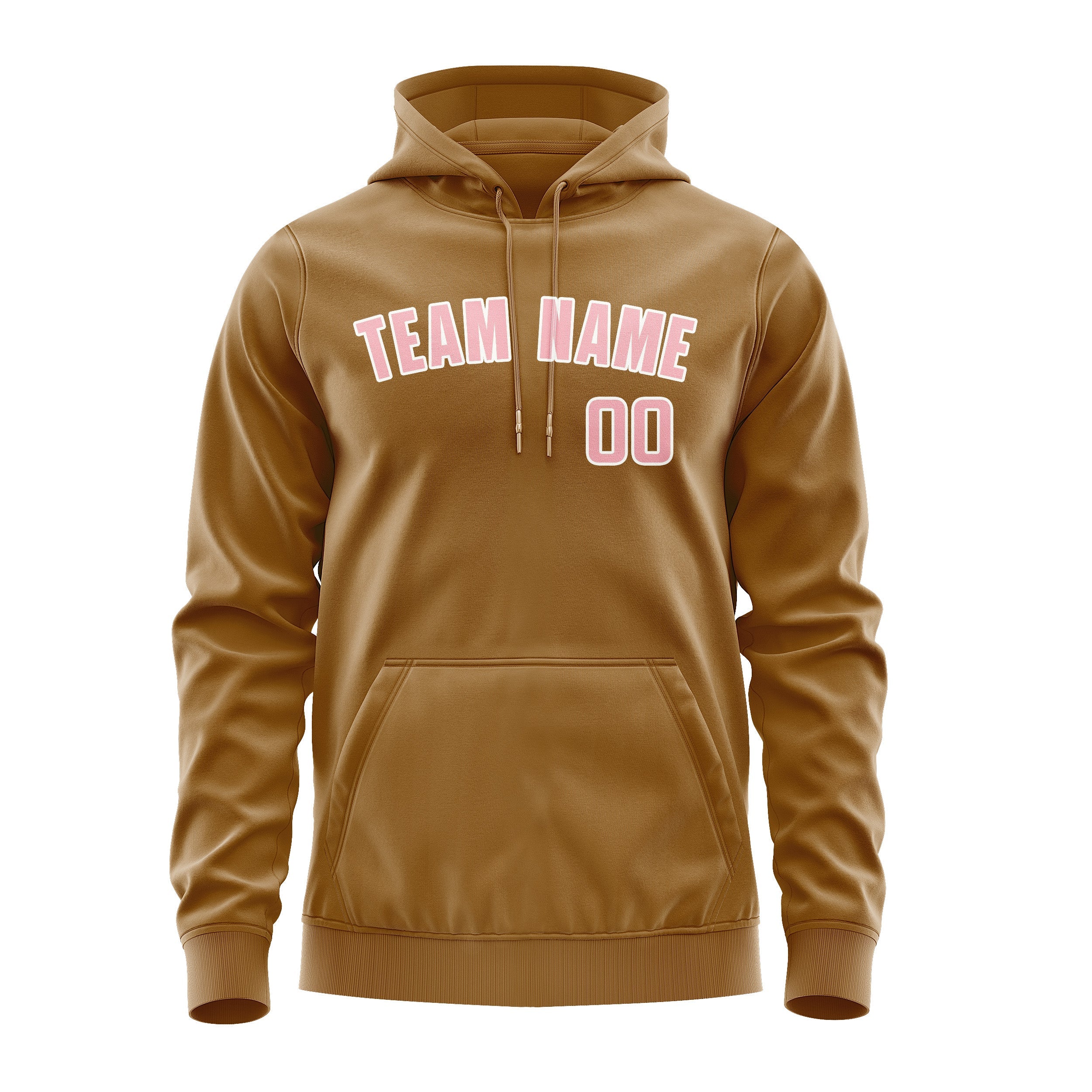 Custom Khaki Light Pink Hoodie
