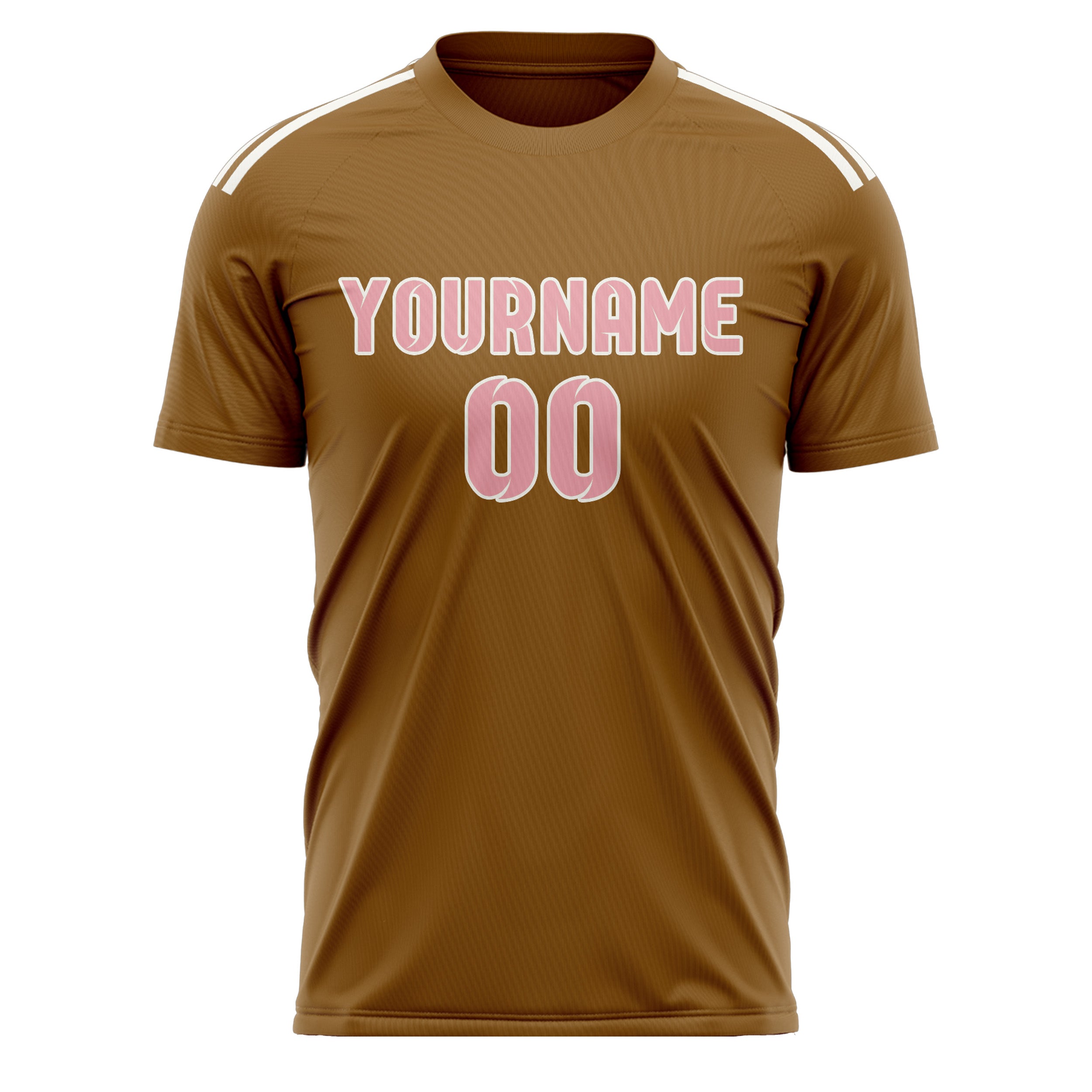 Custom Khaki Light Pink Soccer Jersey