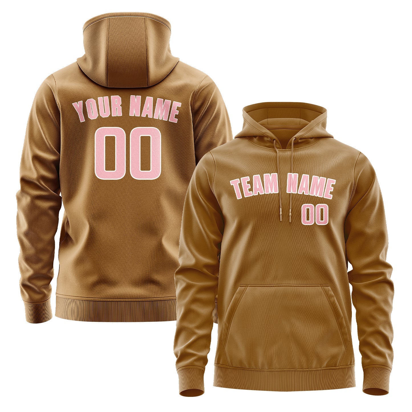 Custom Khaki Light Pink Hoodie