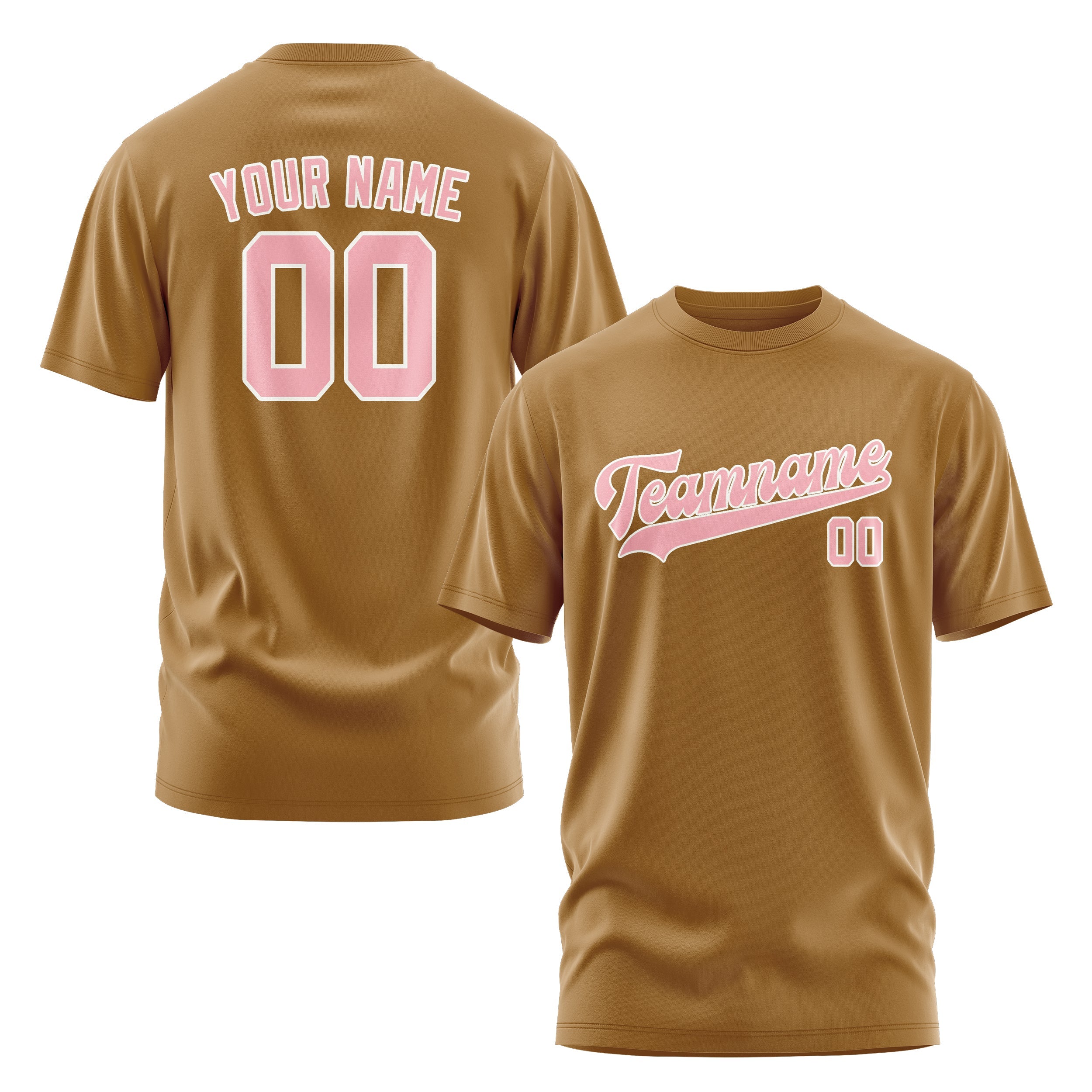 Custom Khaki Light Pink T-Shirt