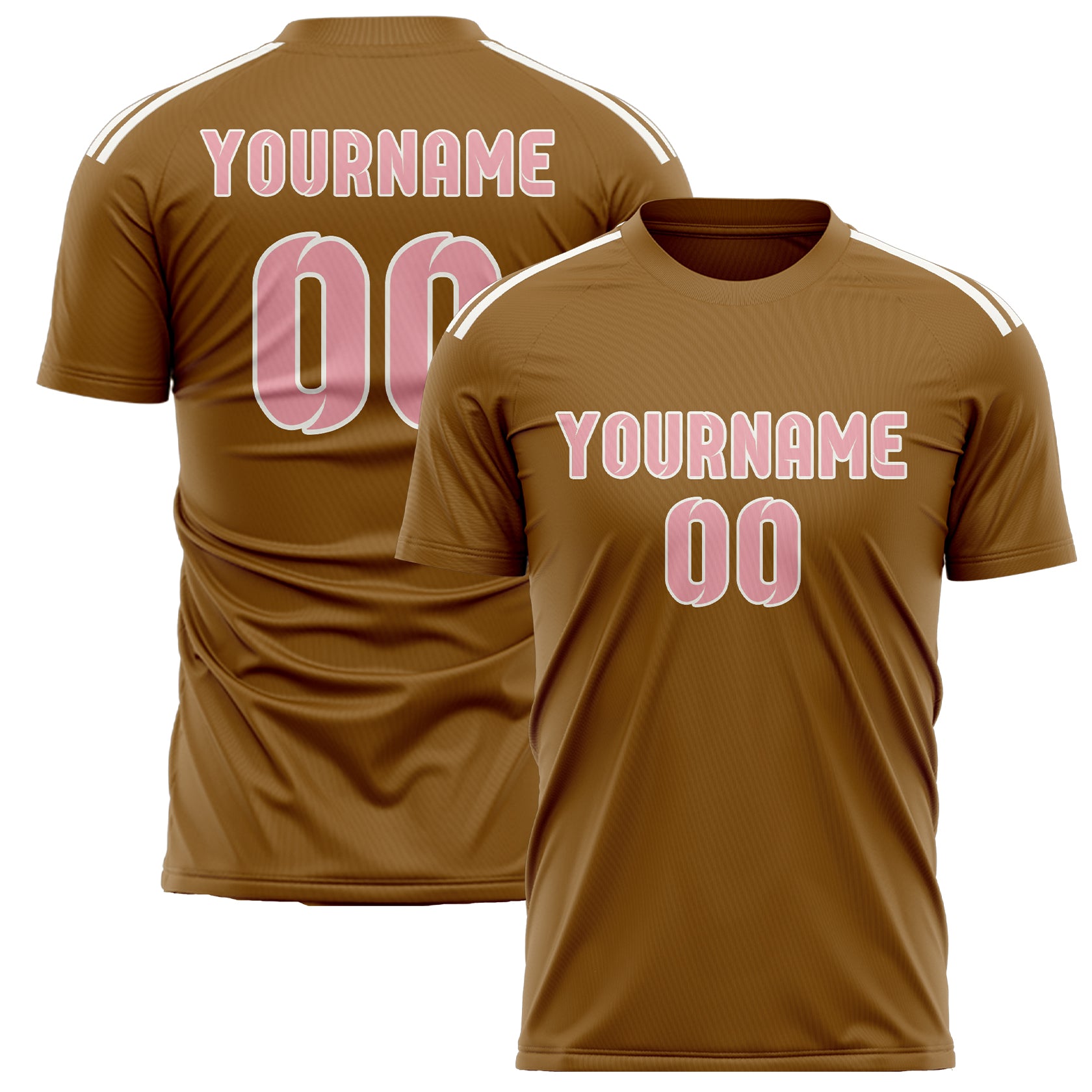 Custom Khaki Light Pink Soccer Jersey