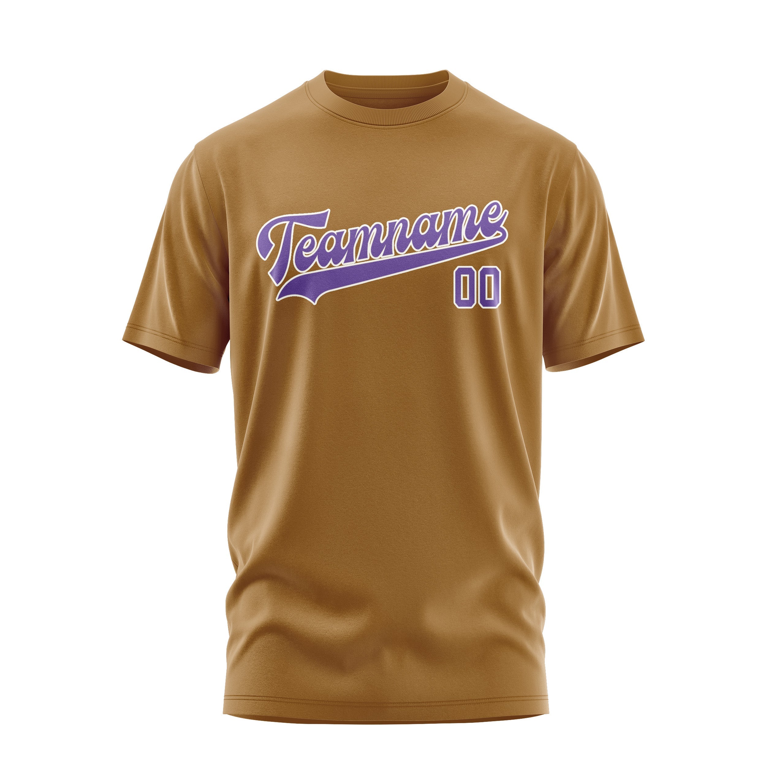 Custom Khaki Light Purple T-Shirt