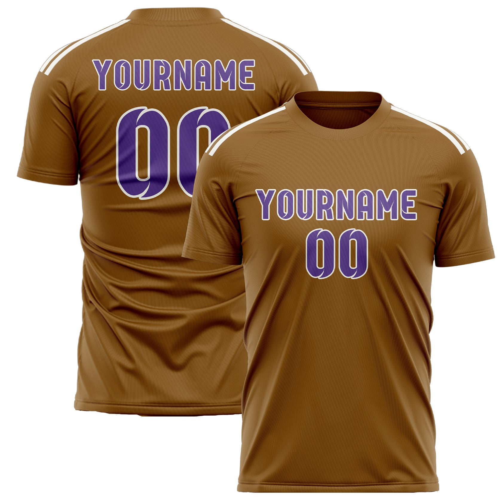 Custom Khaki Light Purple Soccer Jersey