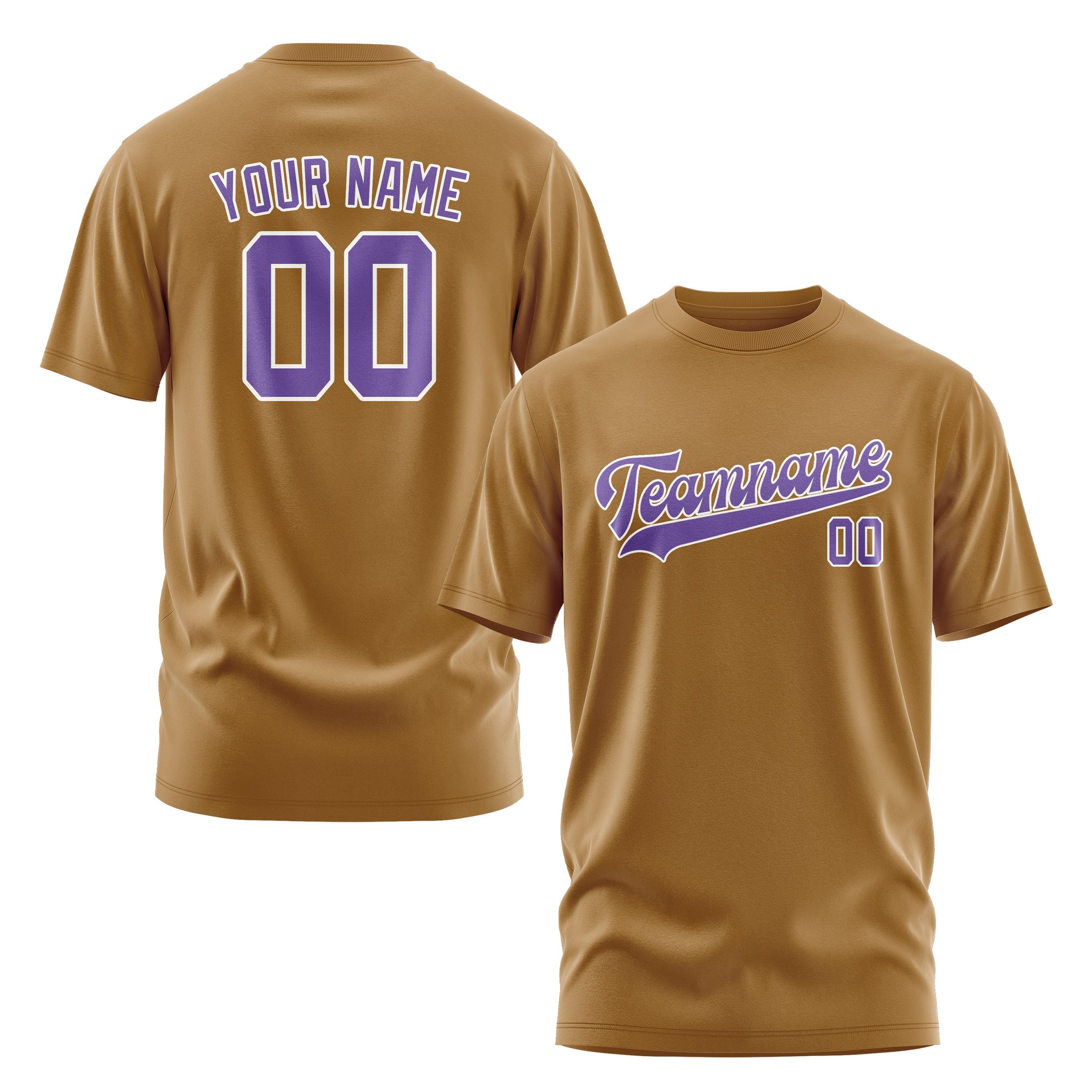 Custom Khaki Light Purple T-Shirt