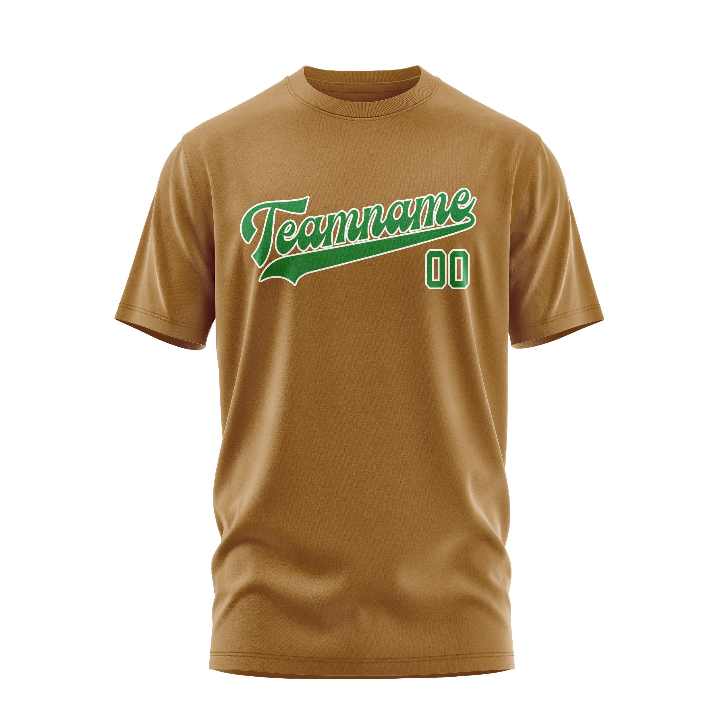 Custom Khaki Emerald Green T-Shirt