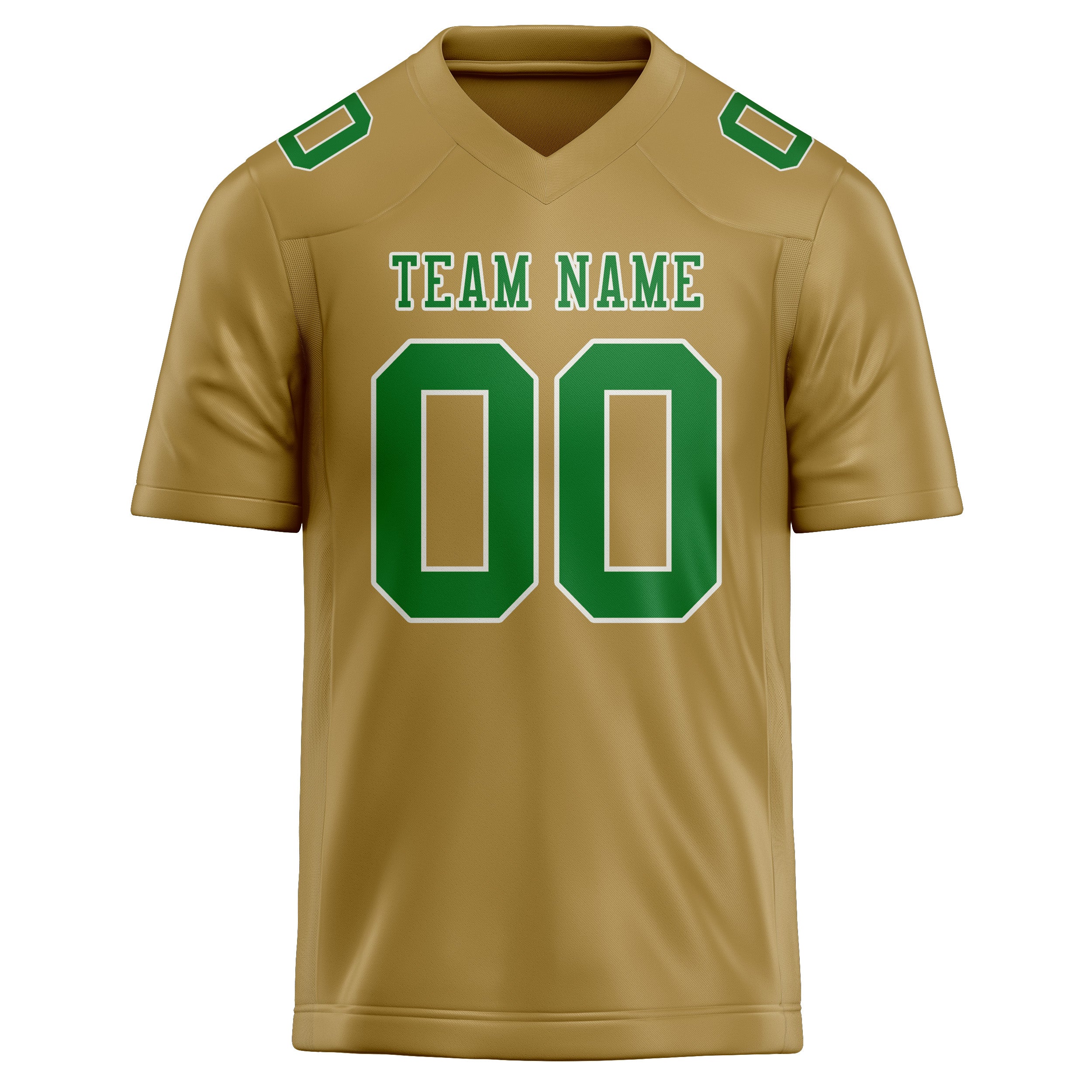 Custom Khaki Emerald Green Football Jersey