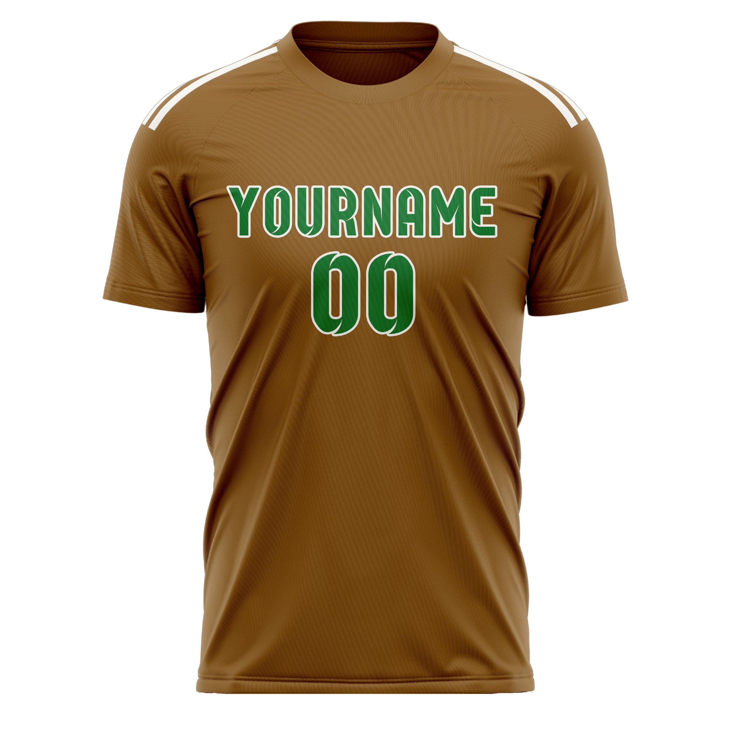 Custom Khaki Emerald Green Soccer Jersey
