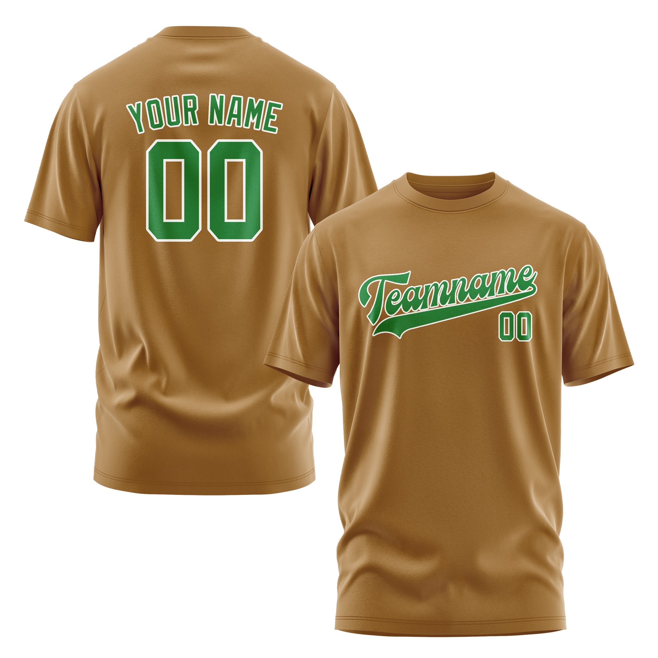 Custom Khaki Emerald Green T-Shirt
