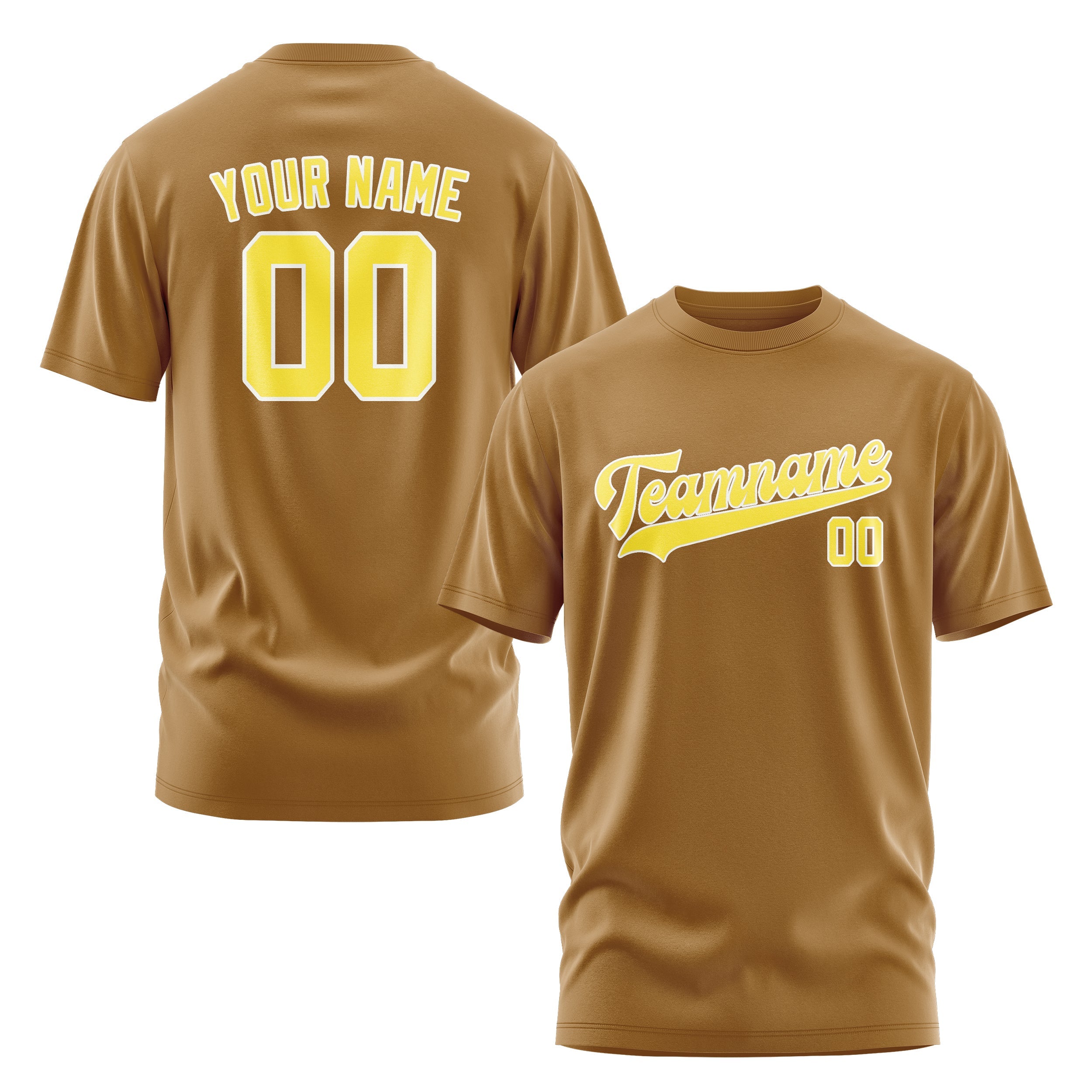 Custom Khaki Light Yellow T-Shirt