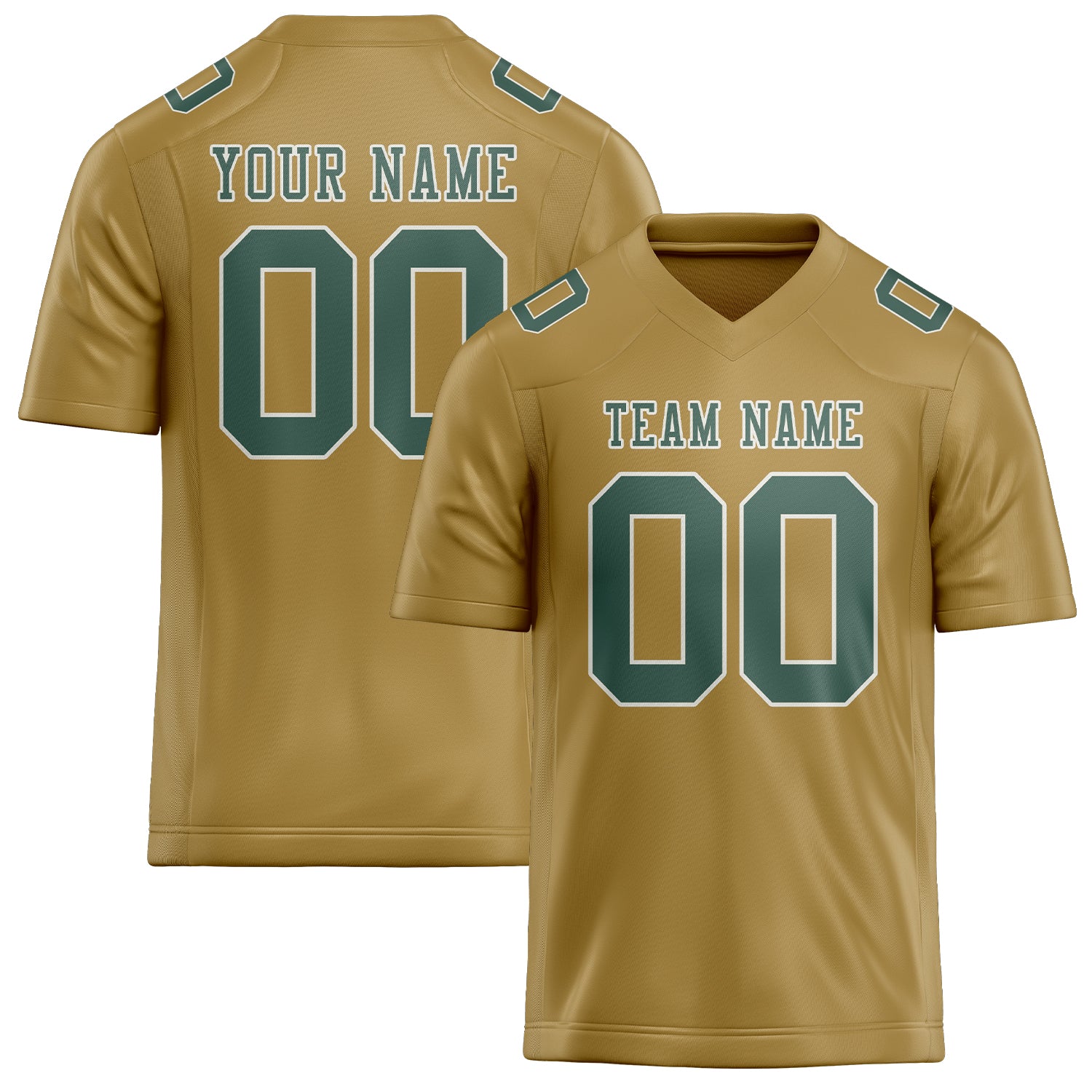 Custom Khaki Blue Green Football Jersey