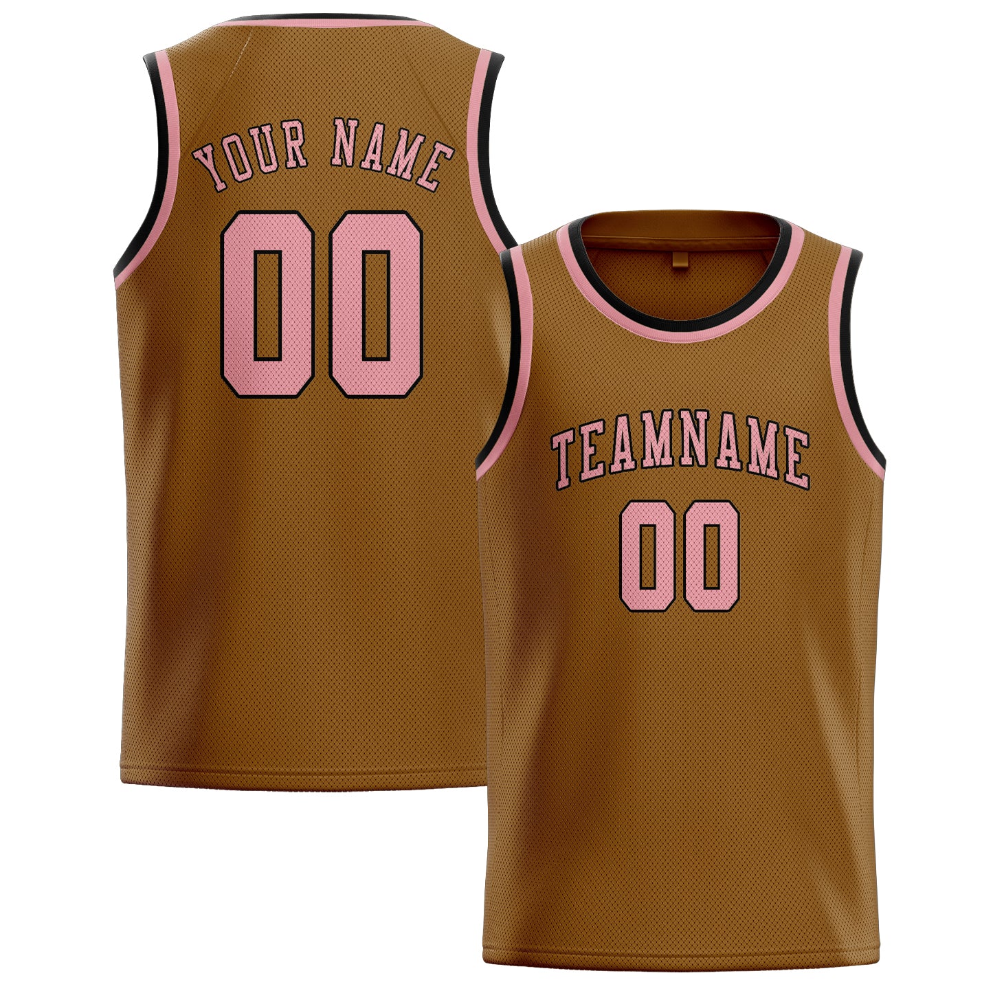 Custom Khaki Light Pink Basketball Jersey