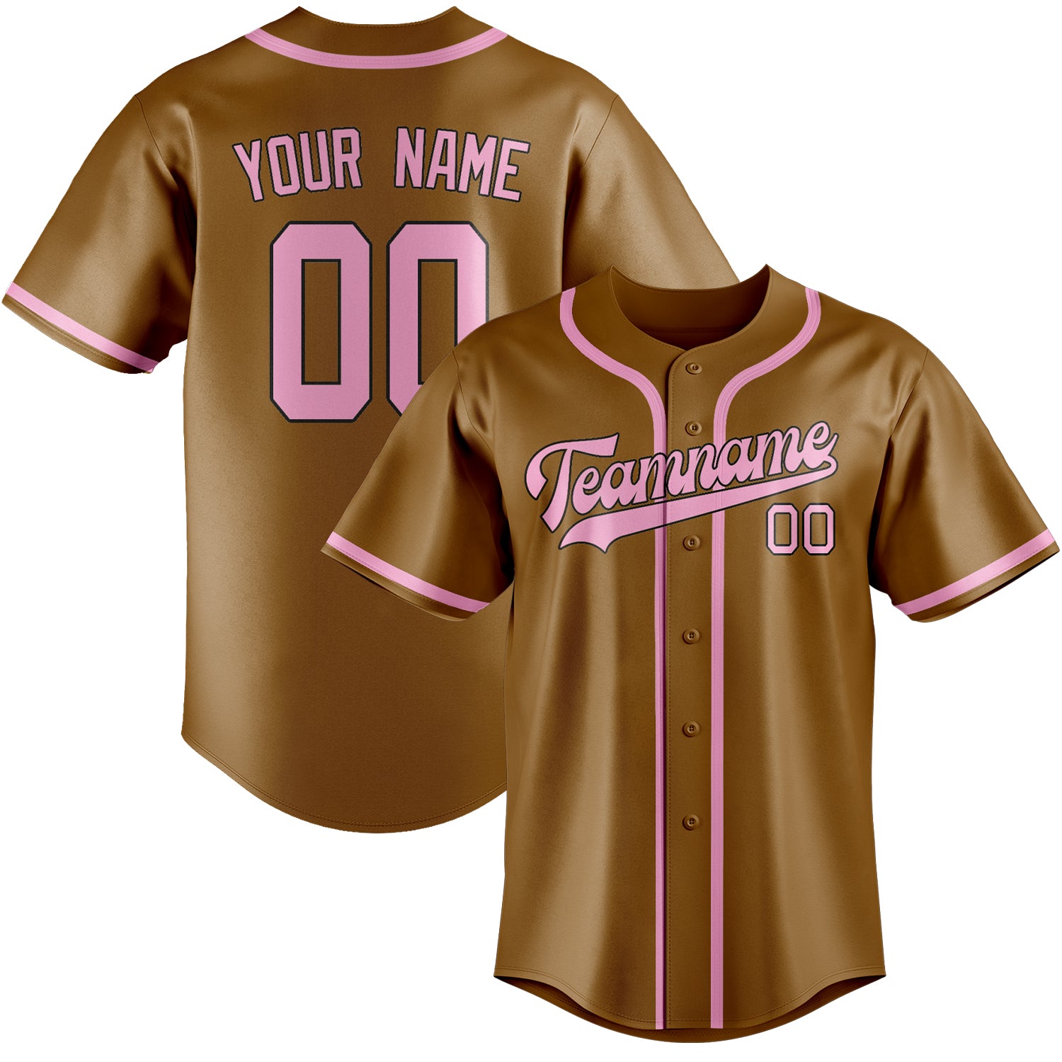 Custom Khaki Light Pink Baseball Jersey