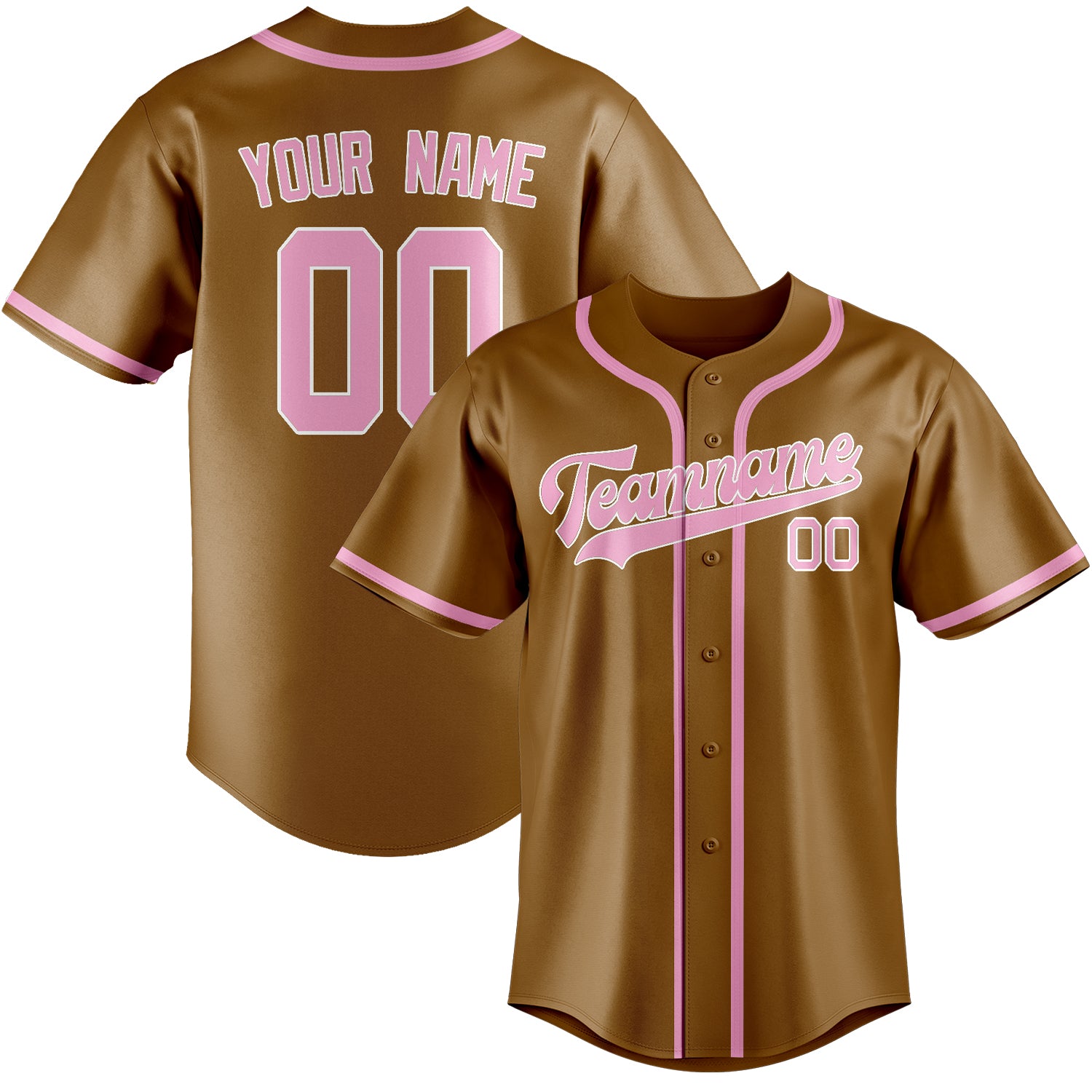 Custom Khaki Light Pink Baseball Jersey