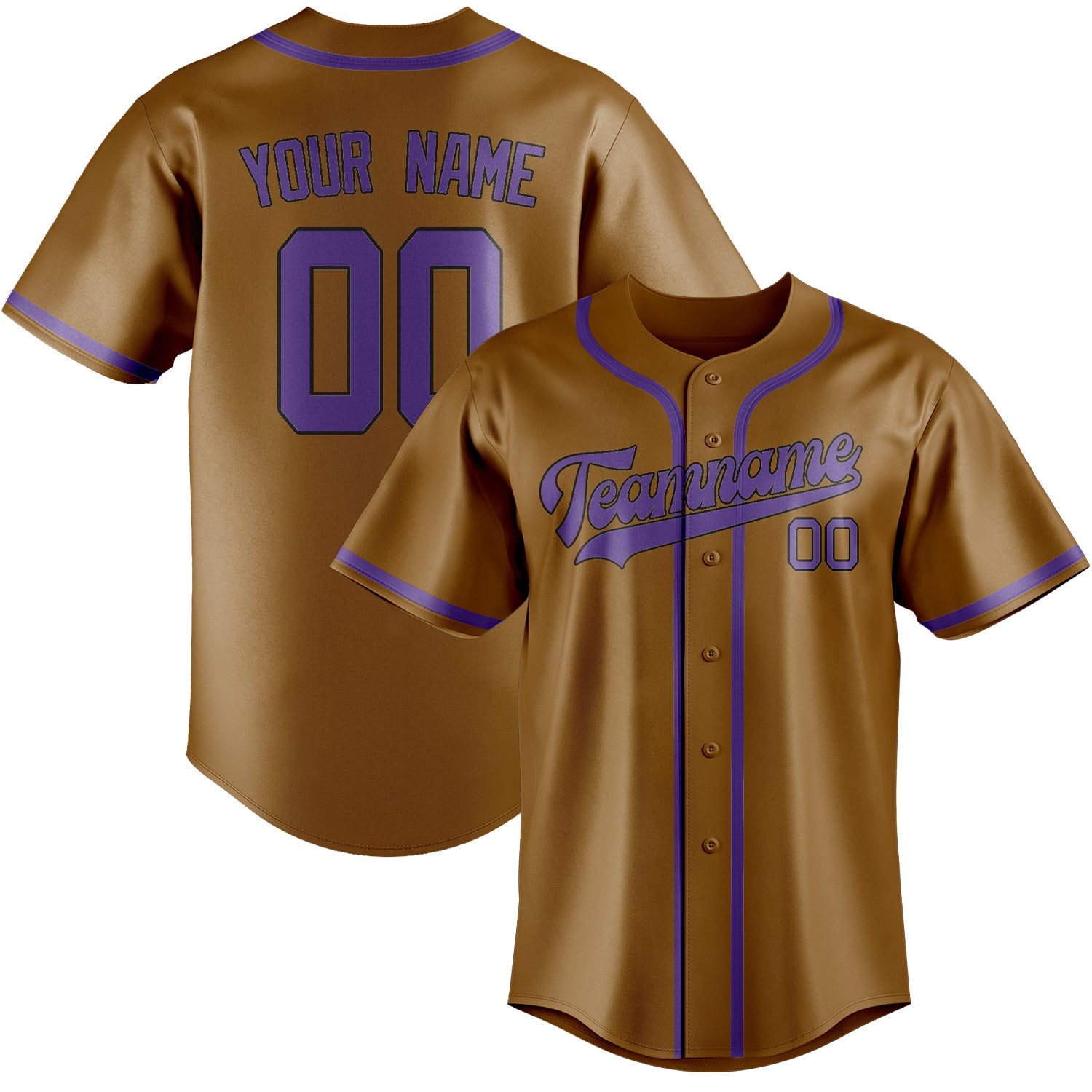 Custom Khaki Light Purple Baseball Jersey