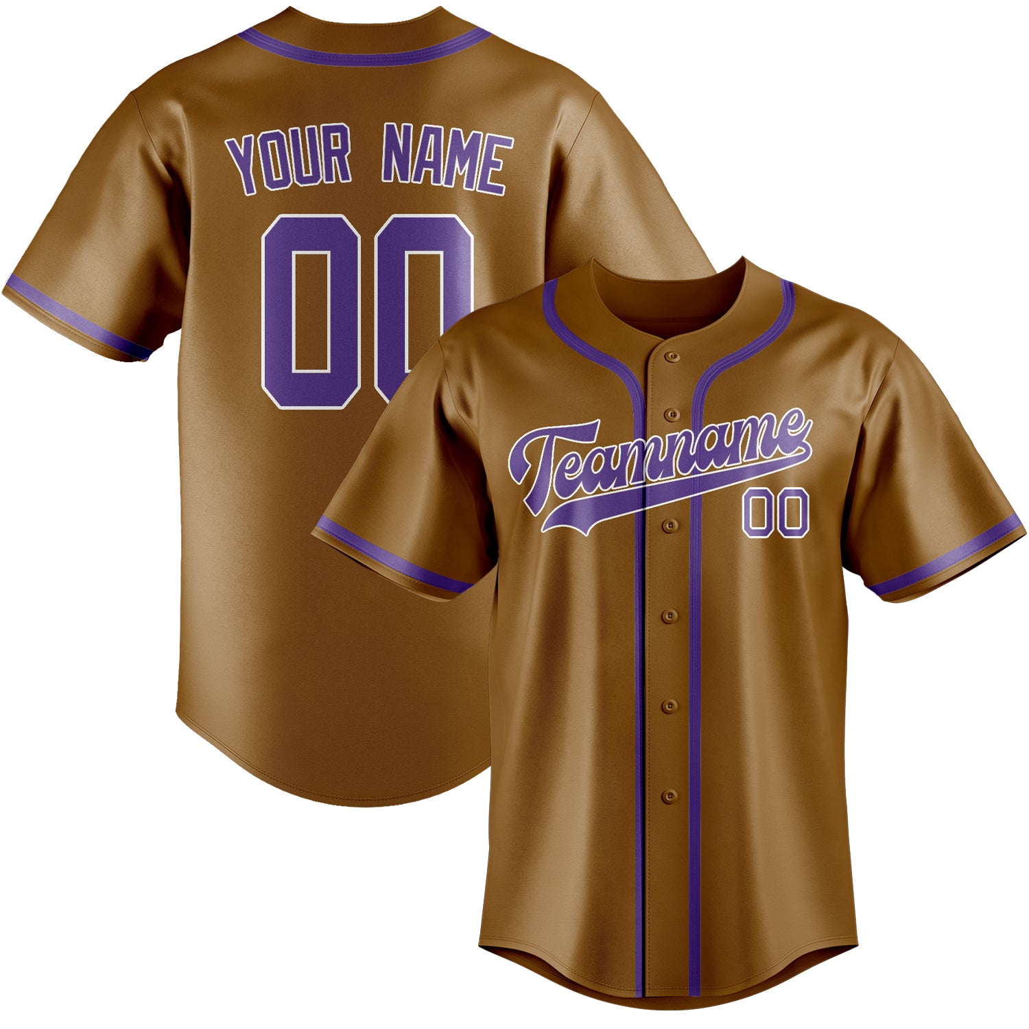 Custom Khaki Light Purple Baseball Jersey